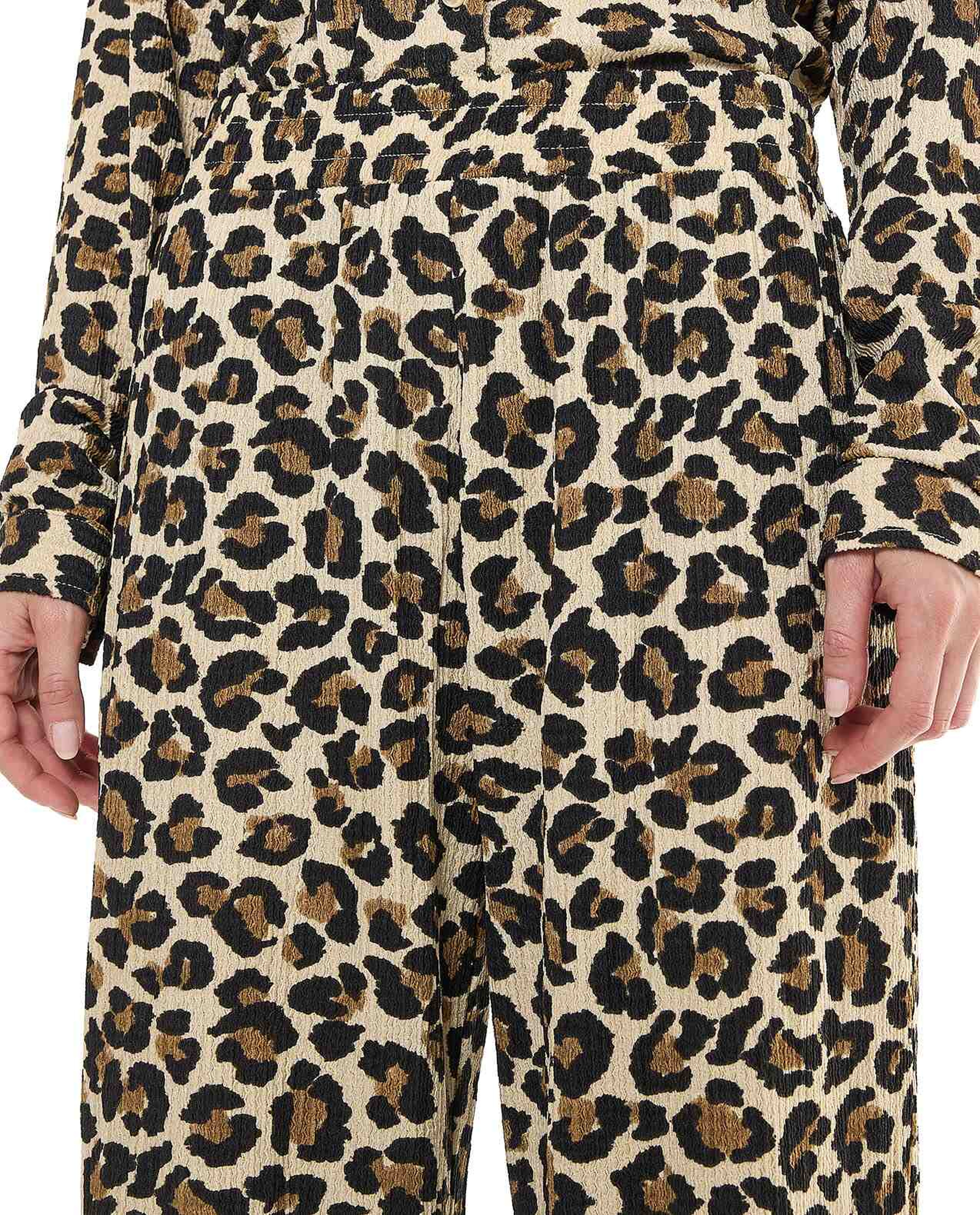 Animal Patterned Pants with Elastic Waist