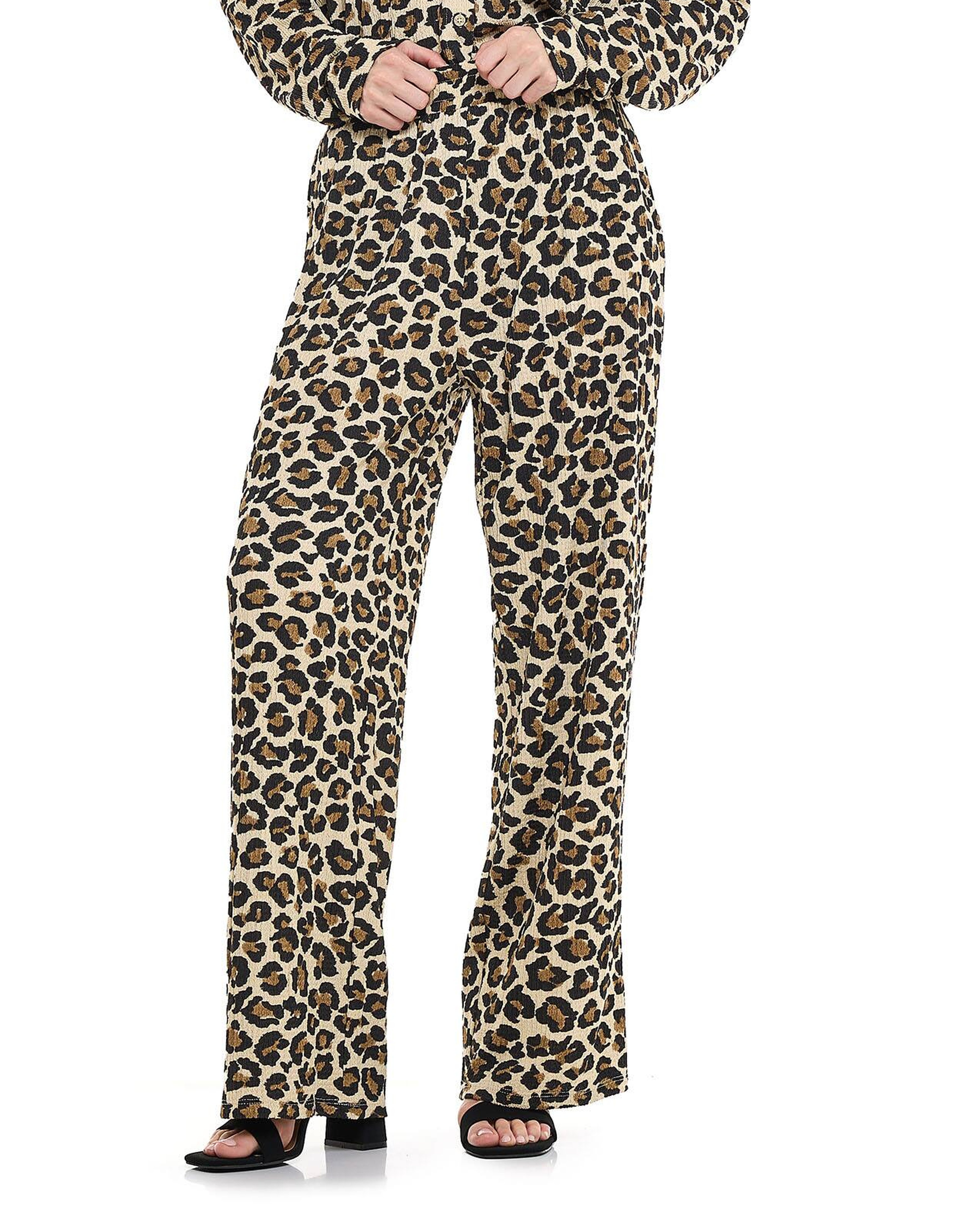 Animal Patterned Pants with Elastic Waist