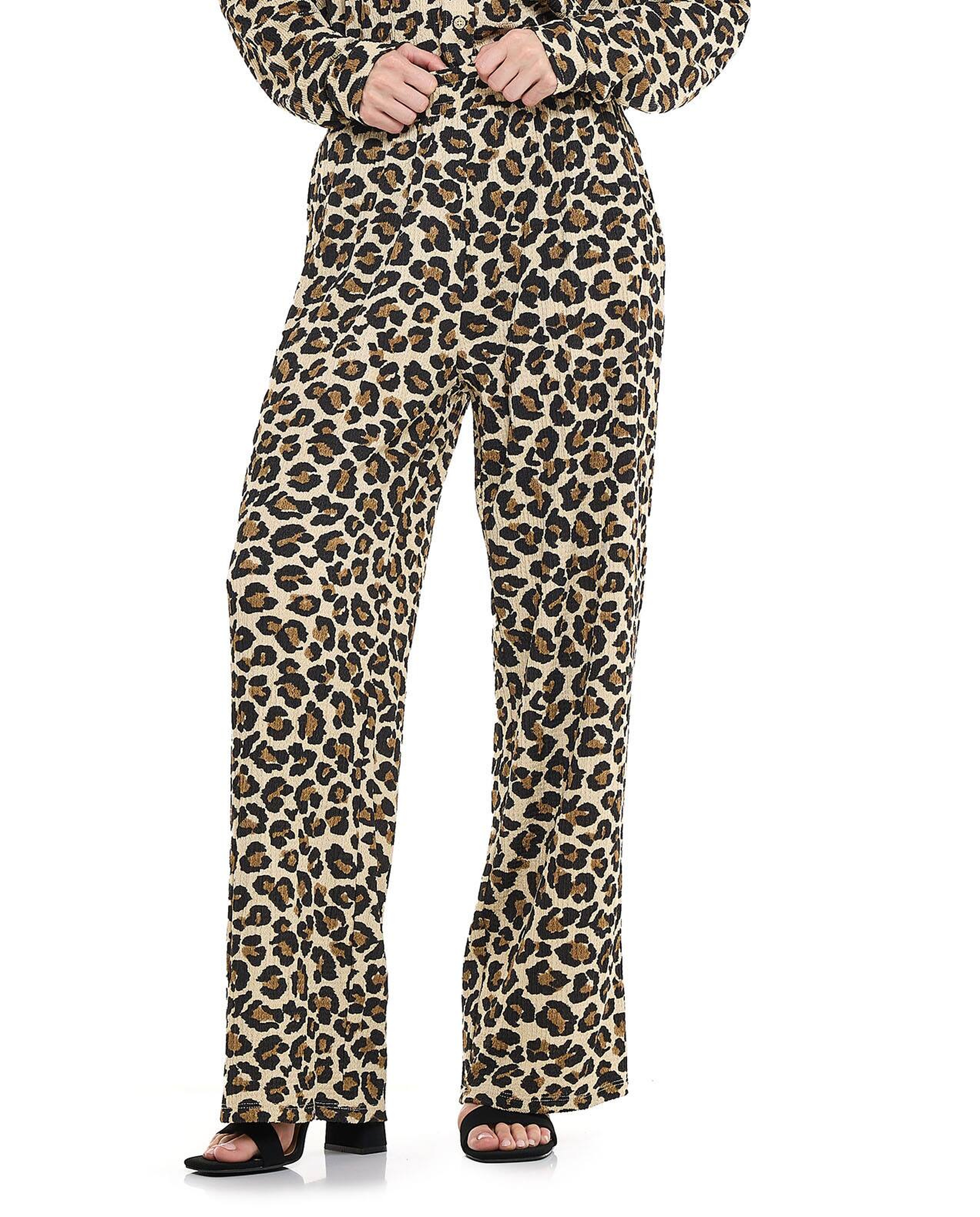Animal Patterned Pants with Elastic Waist