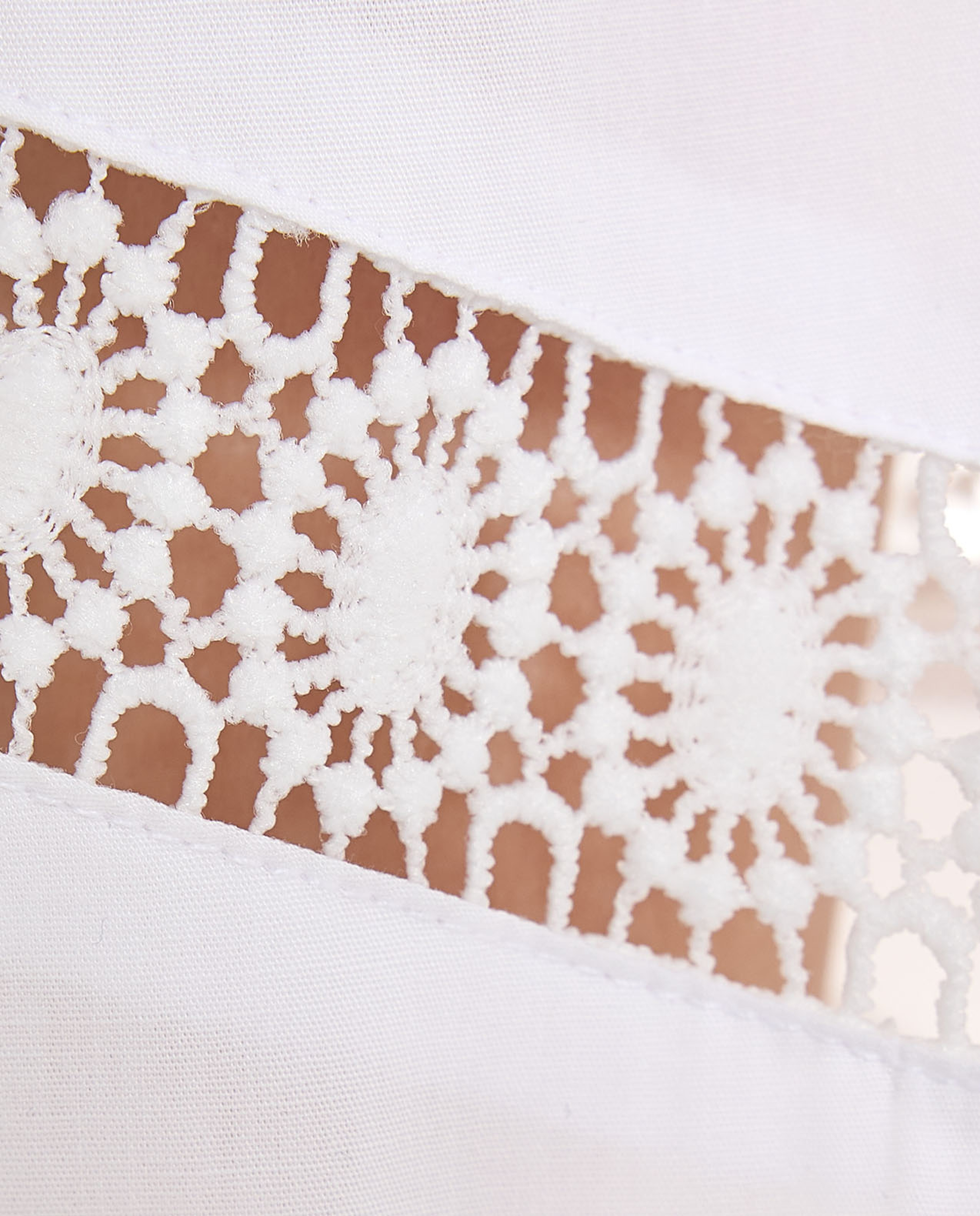 Lace Trim Short with Classic Collar and Long Sleeves