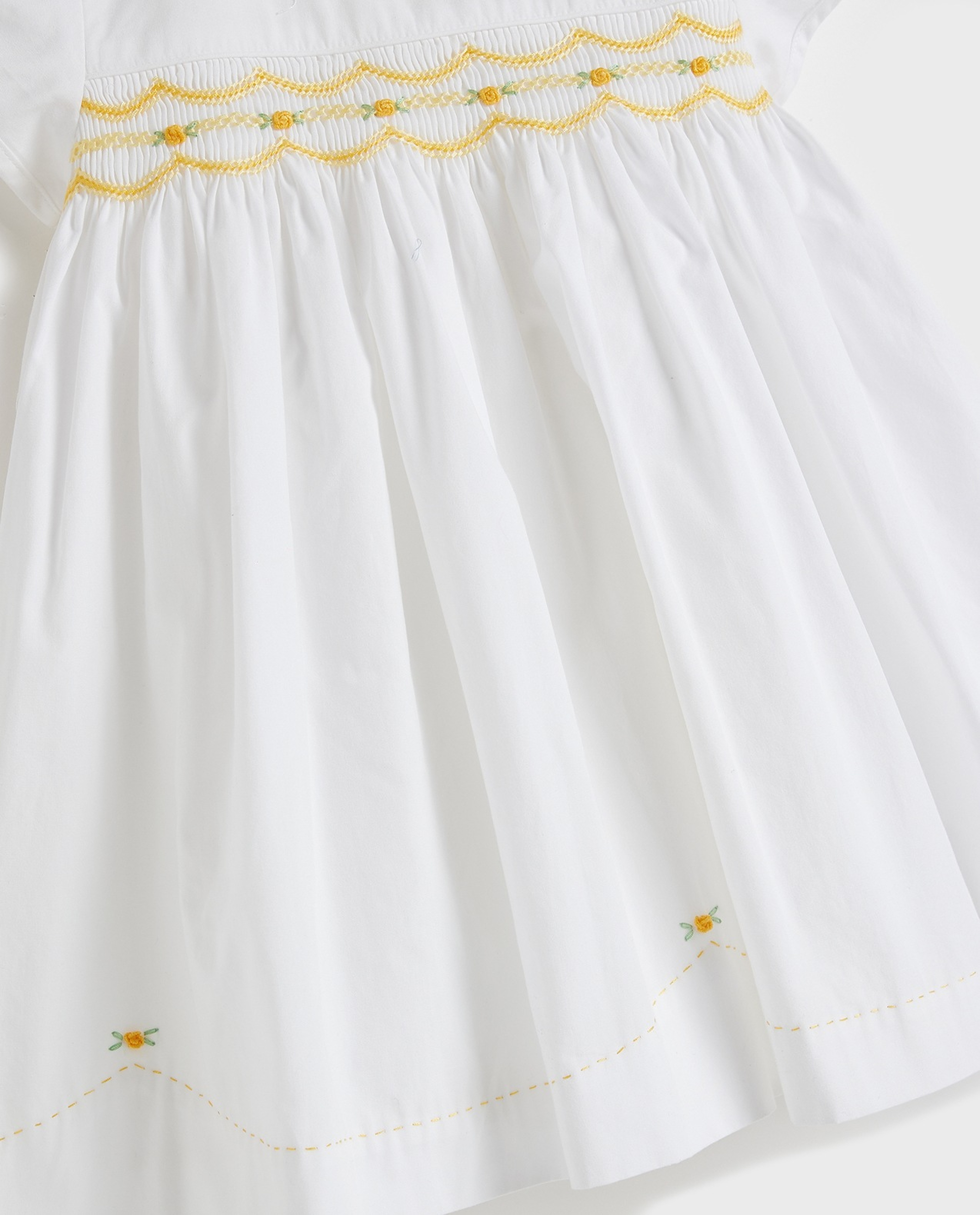 Embroidered Flared Dress with Baby Collar and Puff Sleeves