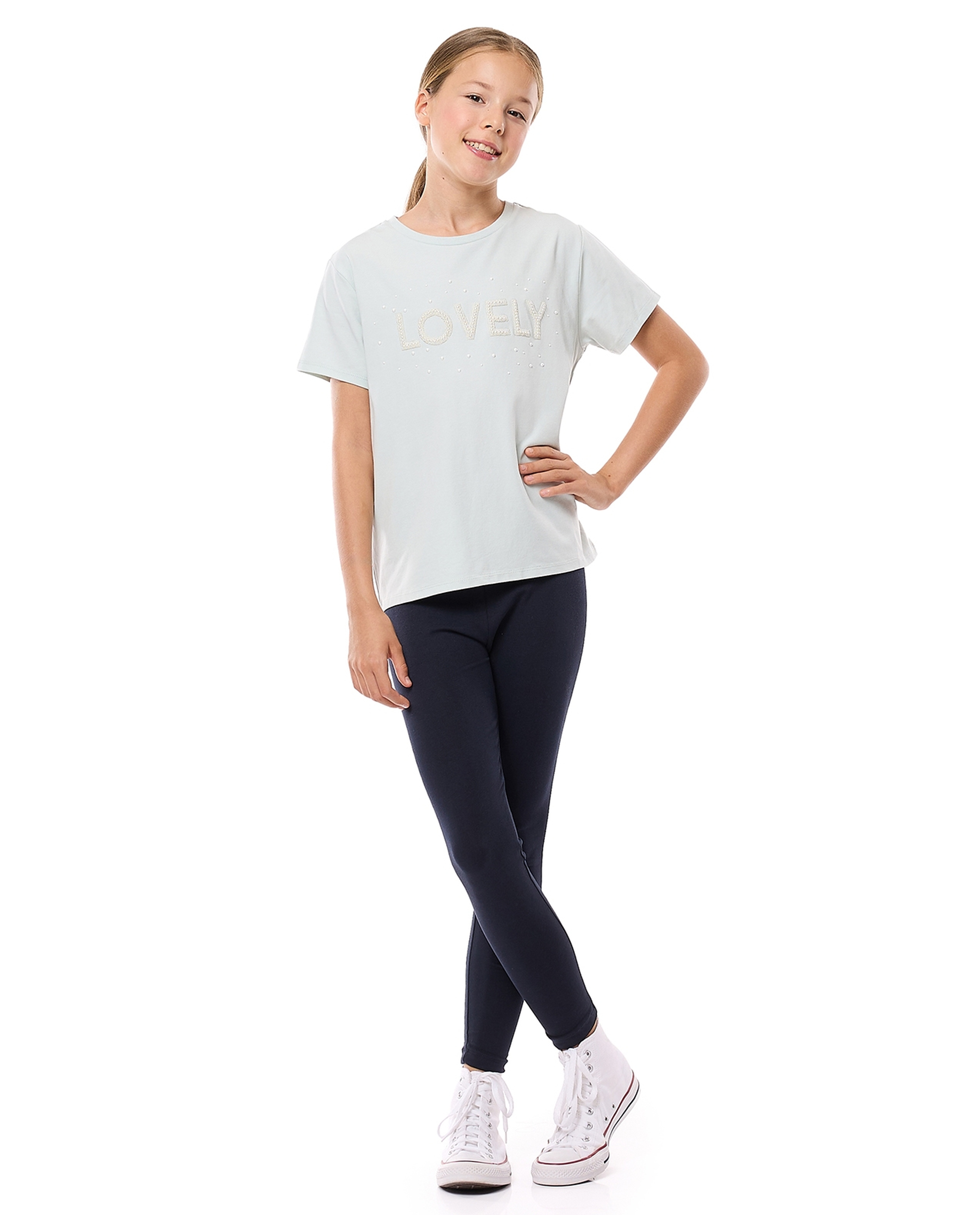 Embroidered T-Shirt with Crew Neck and Short Sleeves