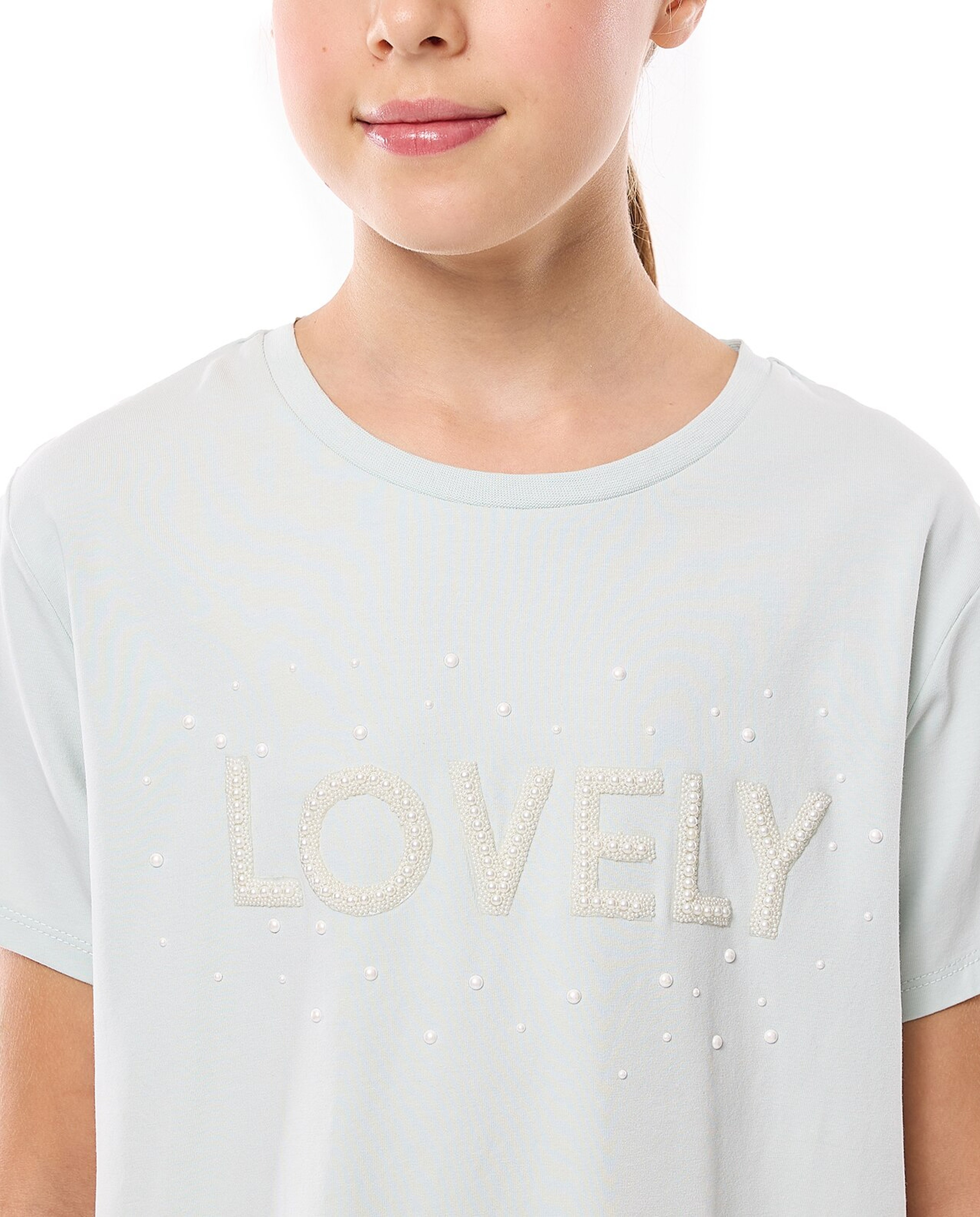 Embroidered T-Shirt with Crew Neck and Short Sleeves