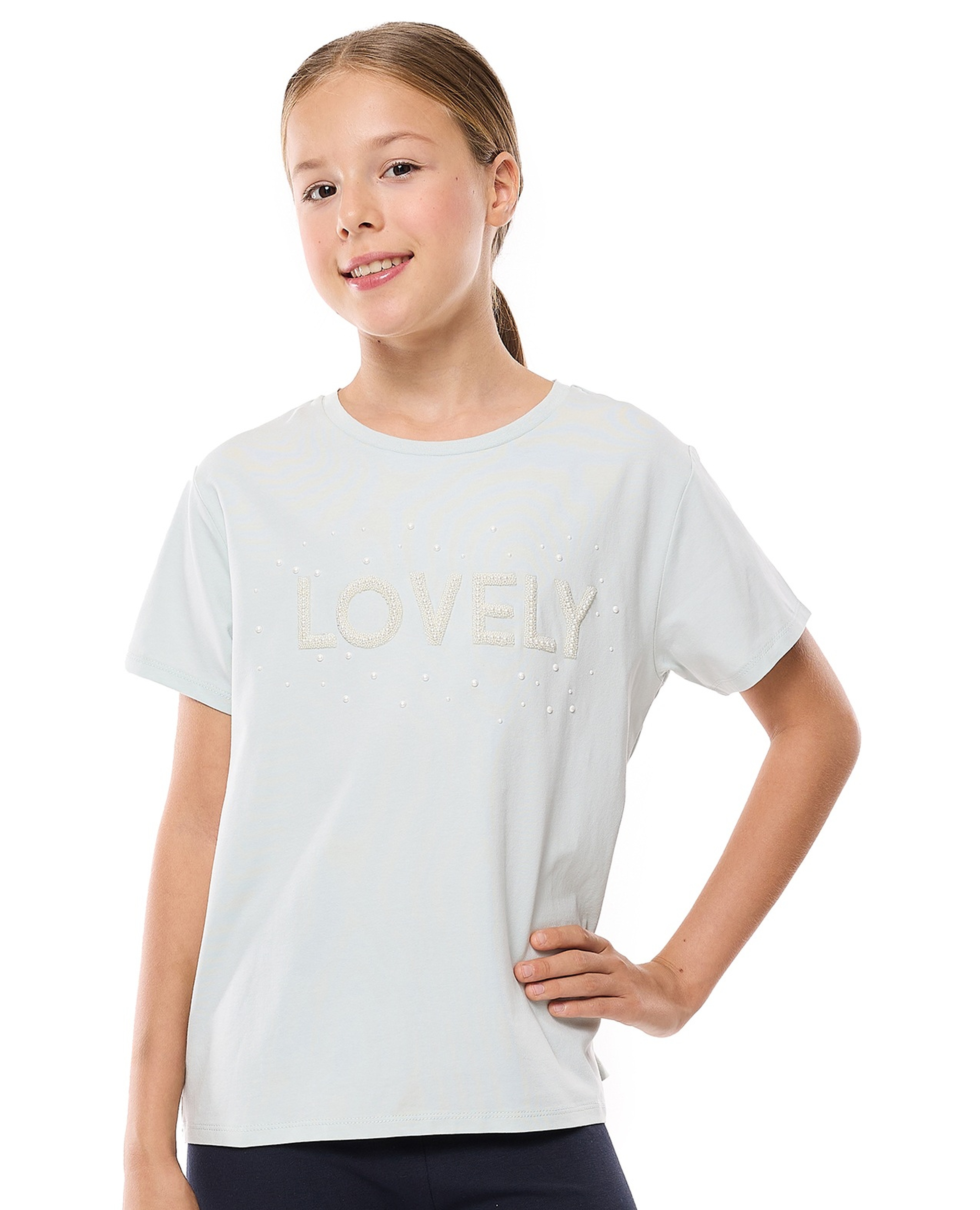 Embroidered T-Shirt with Crew Neck and Short Sleeves