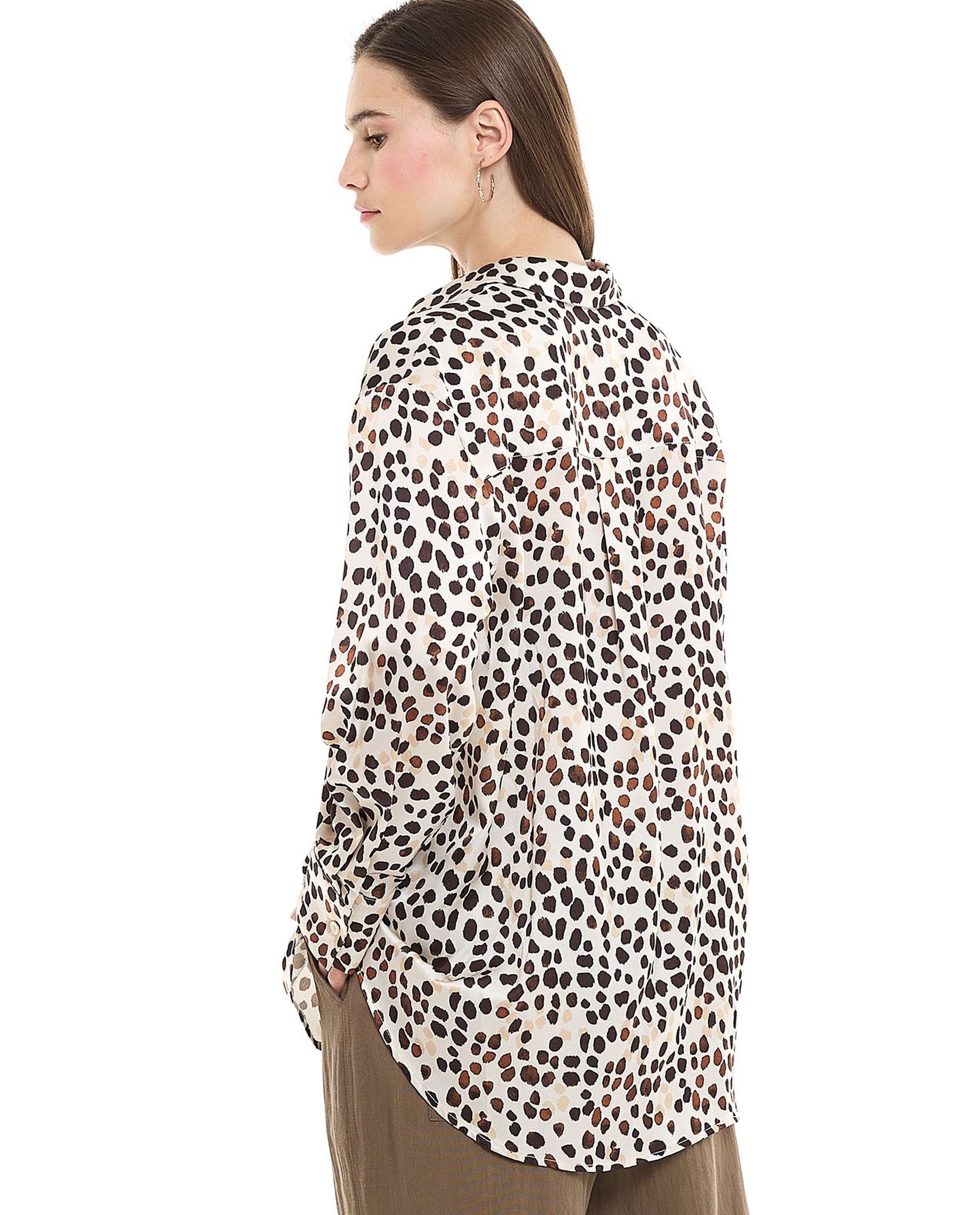 Printed Overshirt with Classic Collar and Long Sleeves