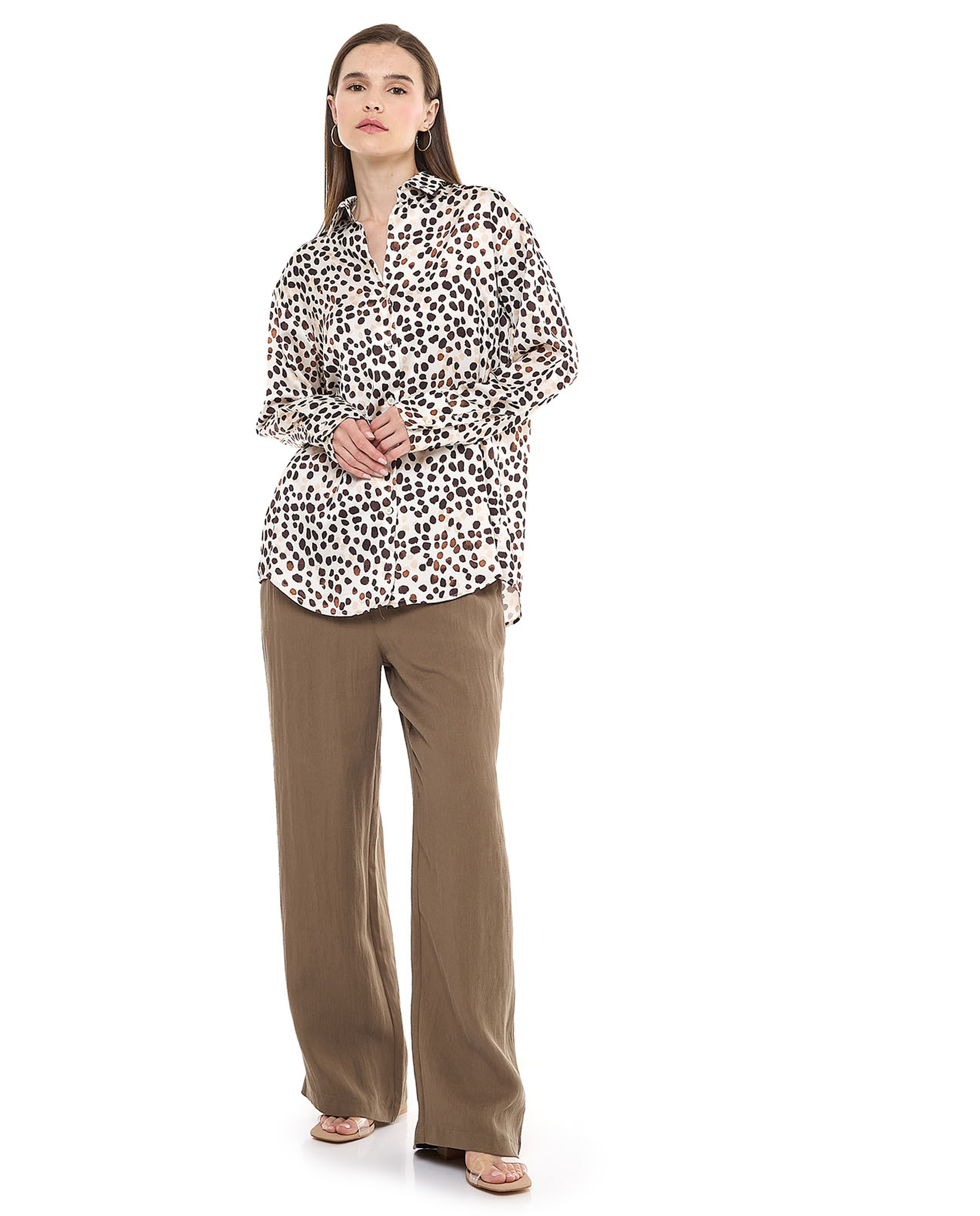 Printed Overshirt with Classic Collar and Long Sleeves