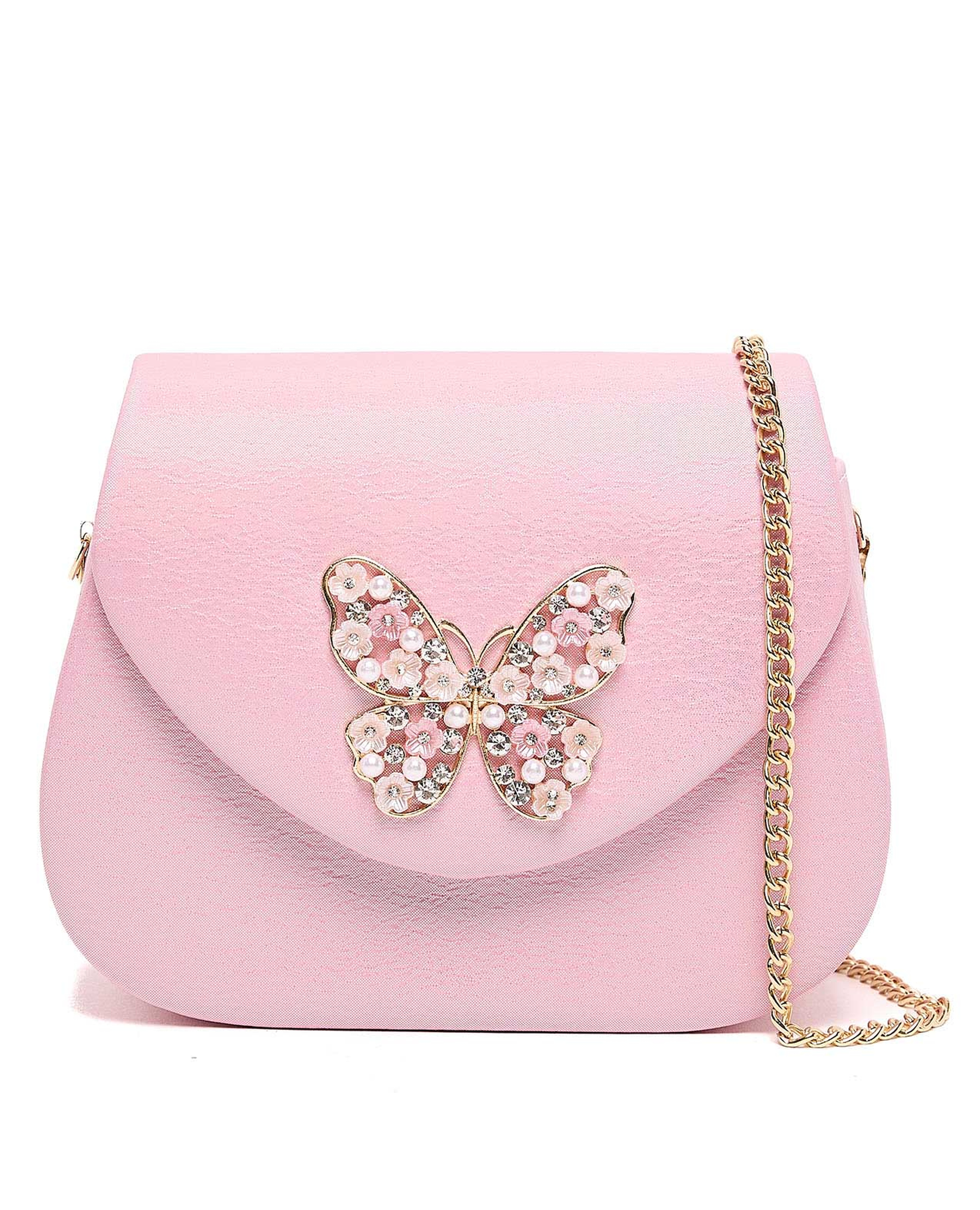 حقيبة كتف مزينة بفراشة بارزة