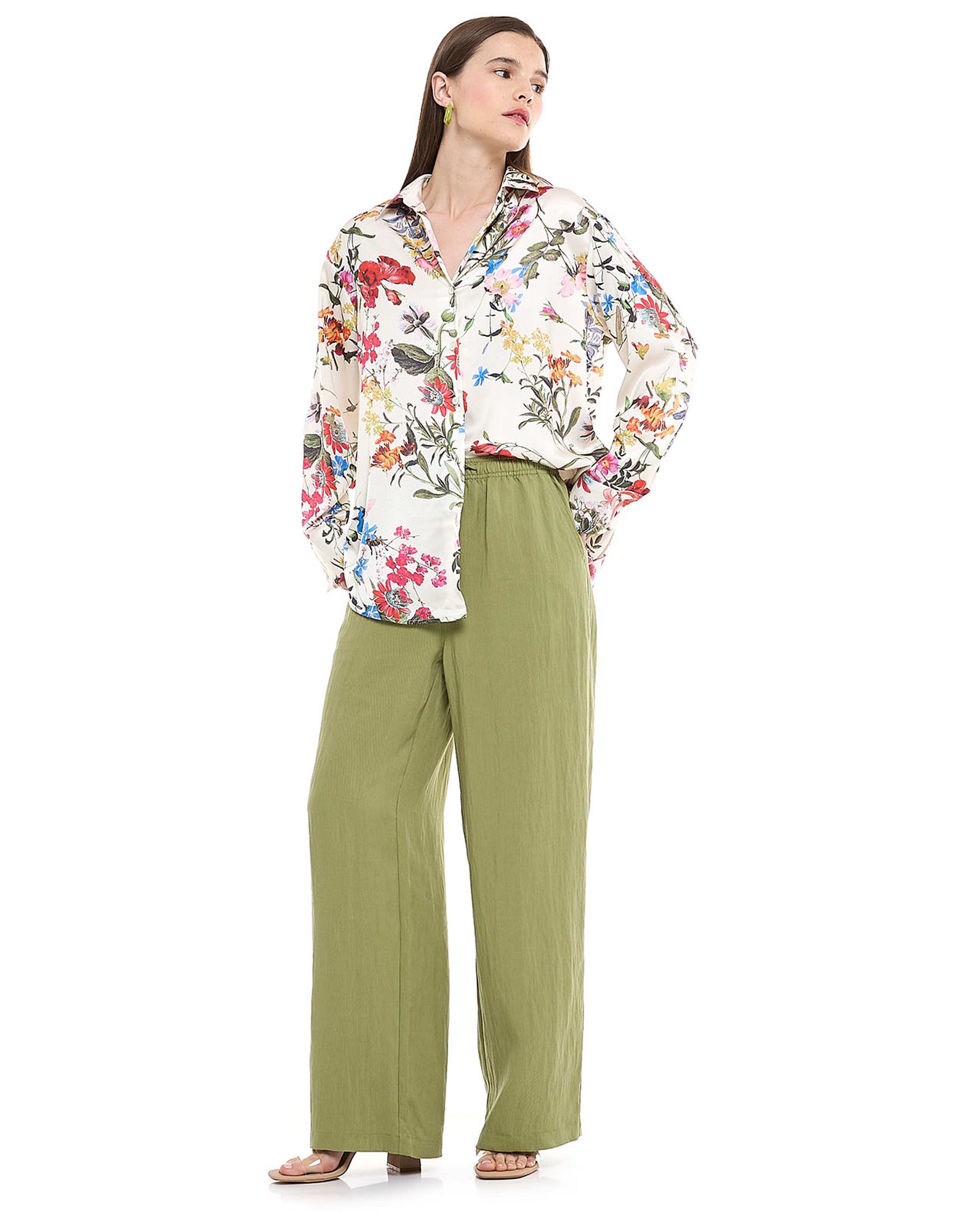 Floral Print Shirt with Classic Collar and Long Sleeves