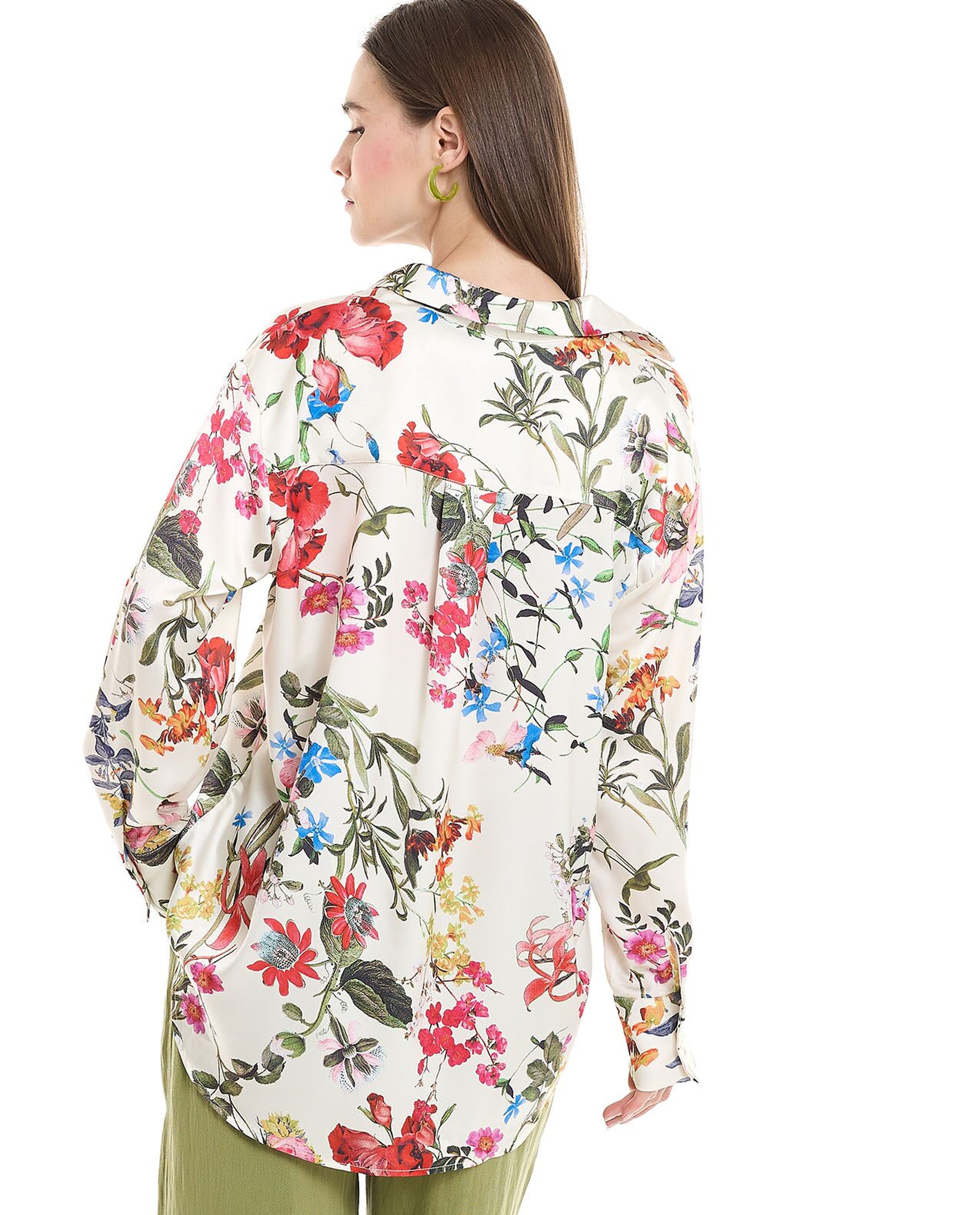 Floral Print Shirt with Classic Collar and Long Sleeves