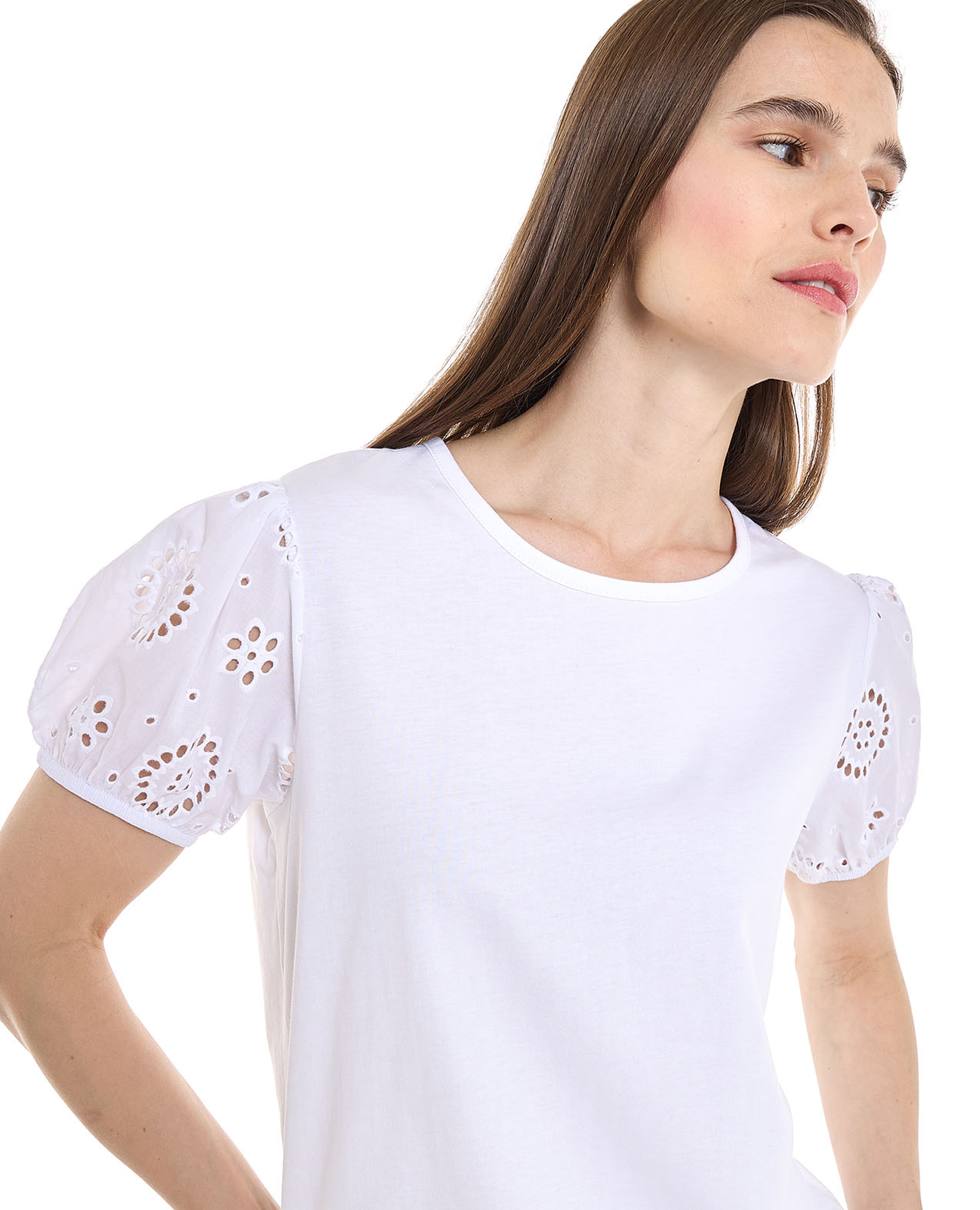 توب برقبة مستديرة وأكمام بالون