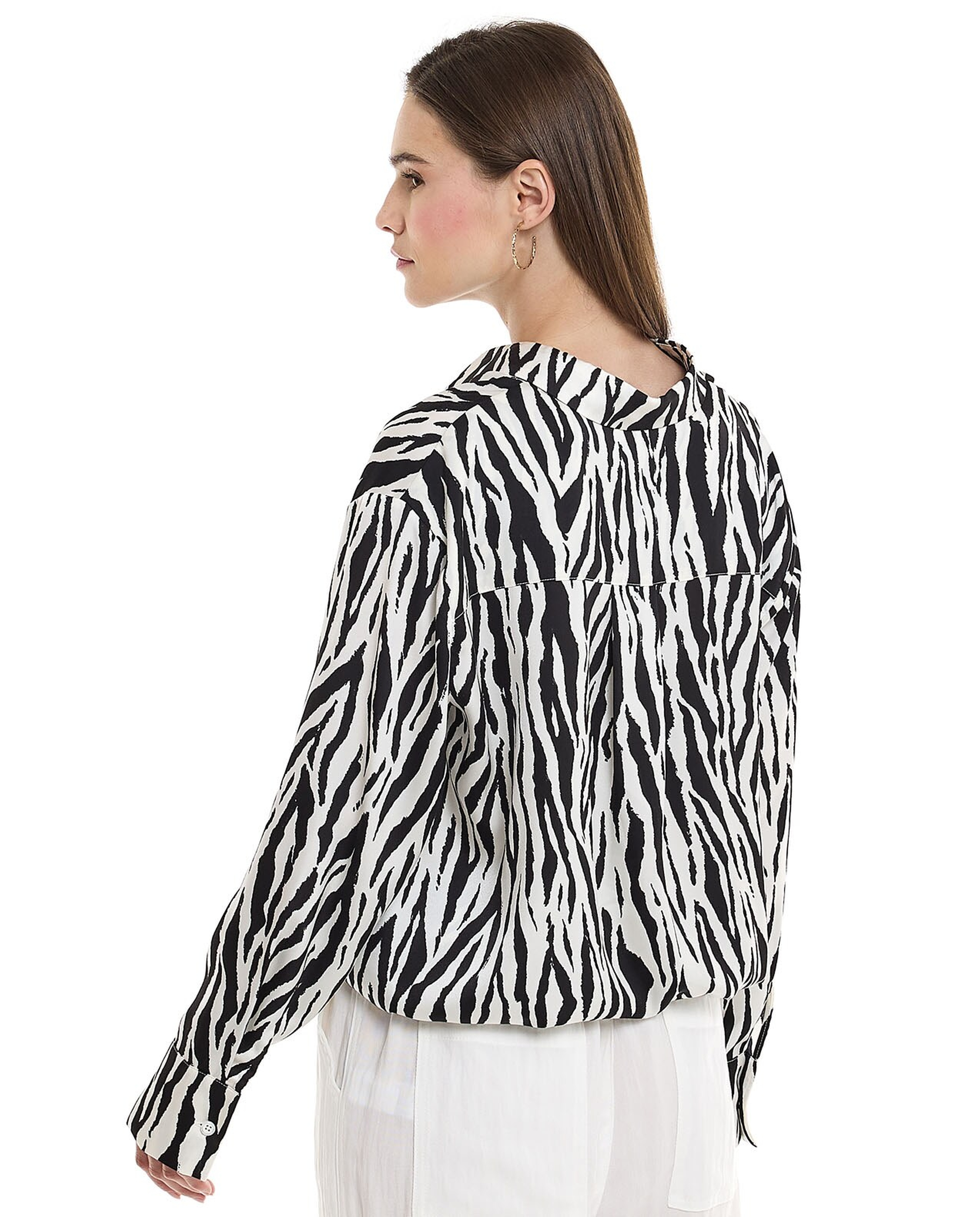 Zebra Print with Spread Collar and Long Sleeves