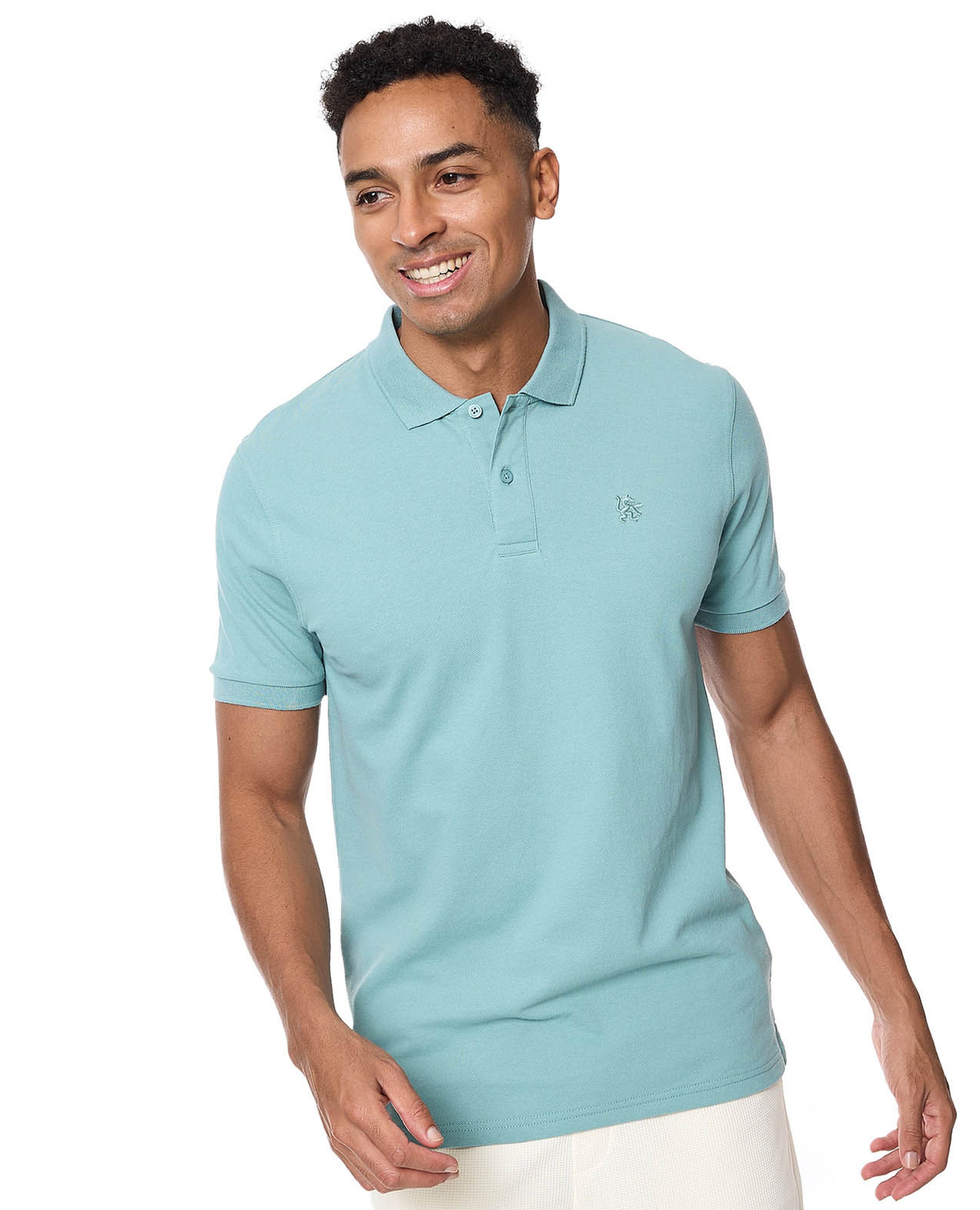 Textured Polo T-Shirt with Short Sleeves
