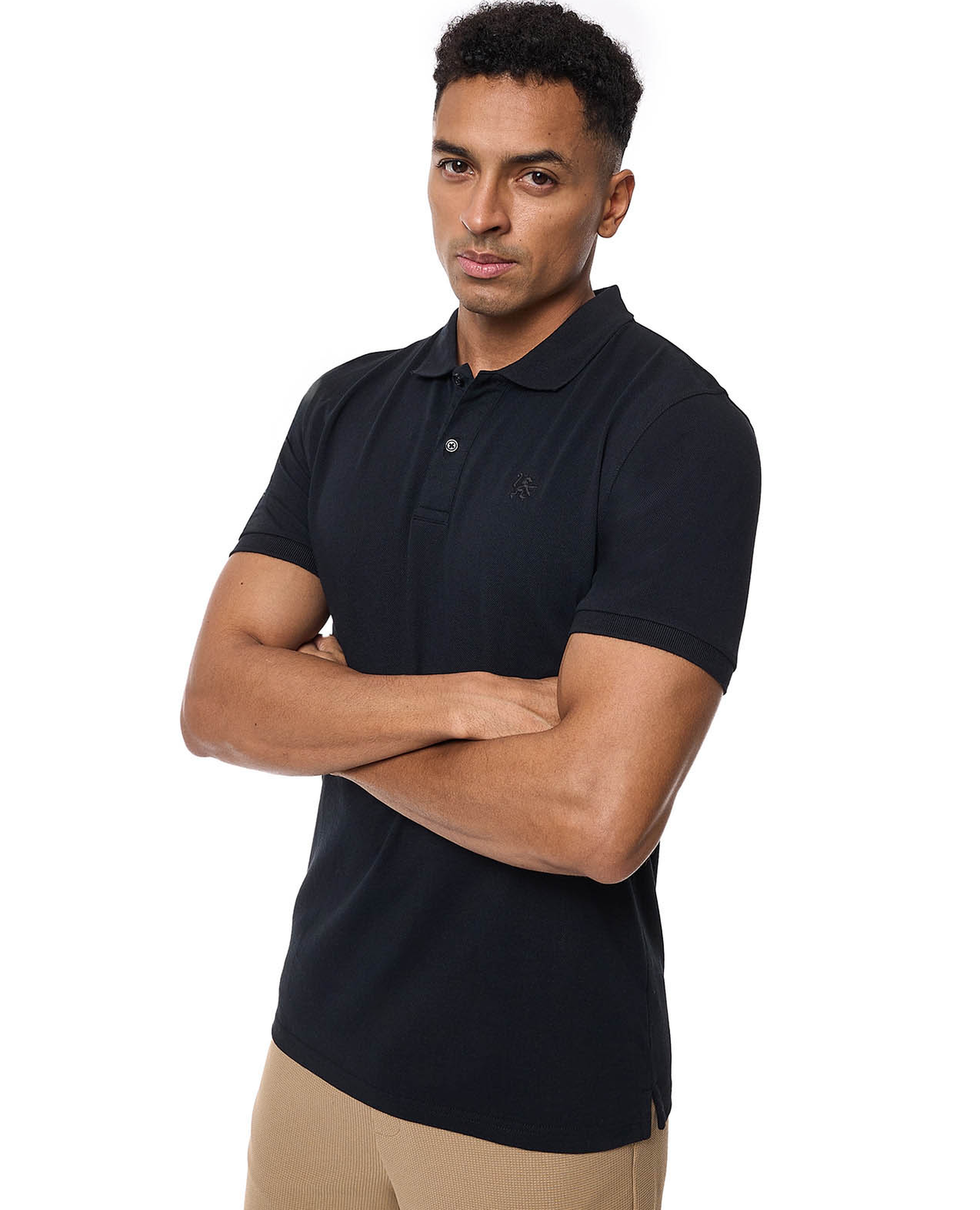 Textured Polo T-Shirt with Short Sleeves