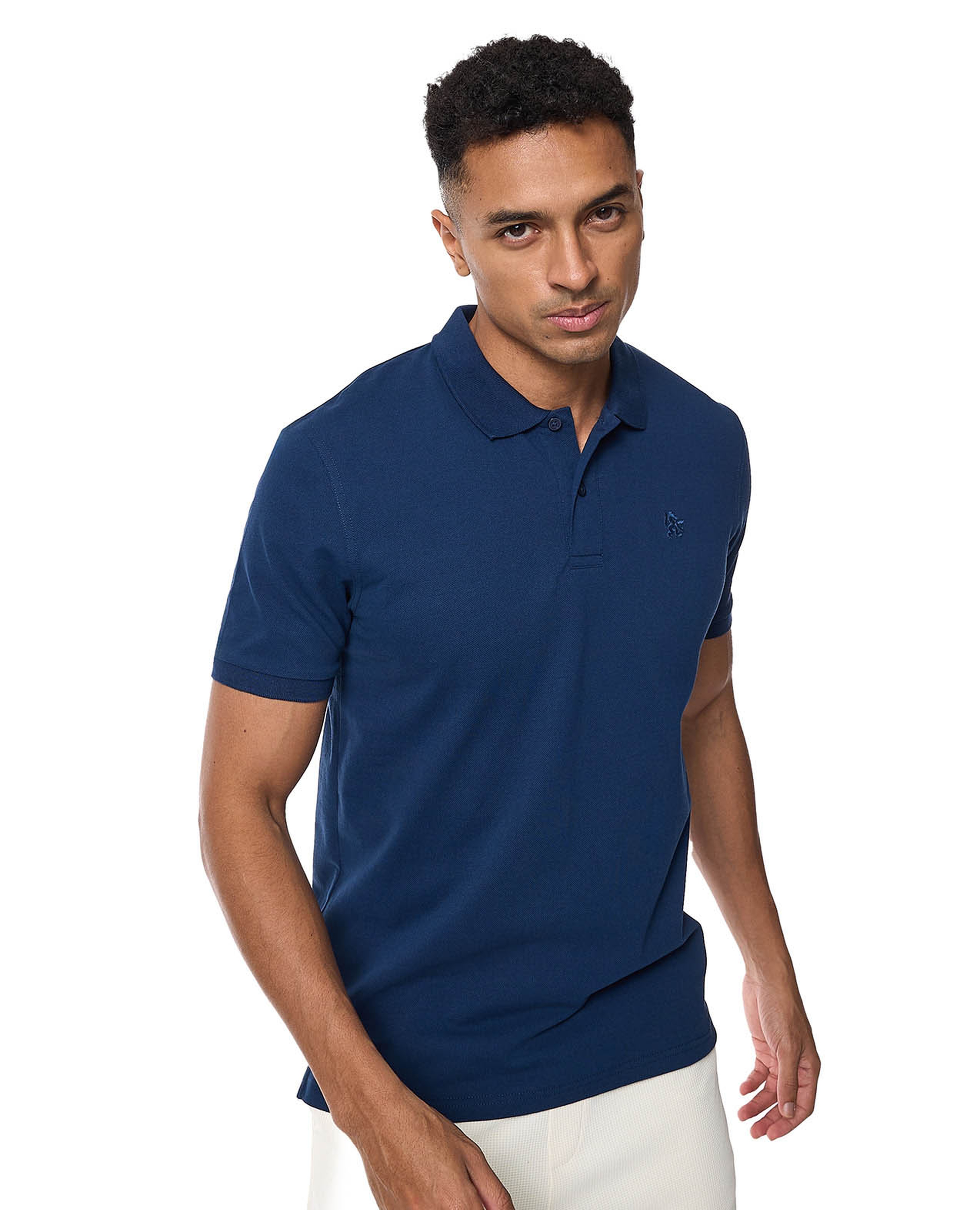 Textured Polo T-Shirt with Short Sleeves