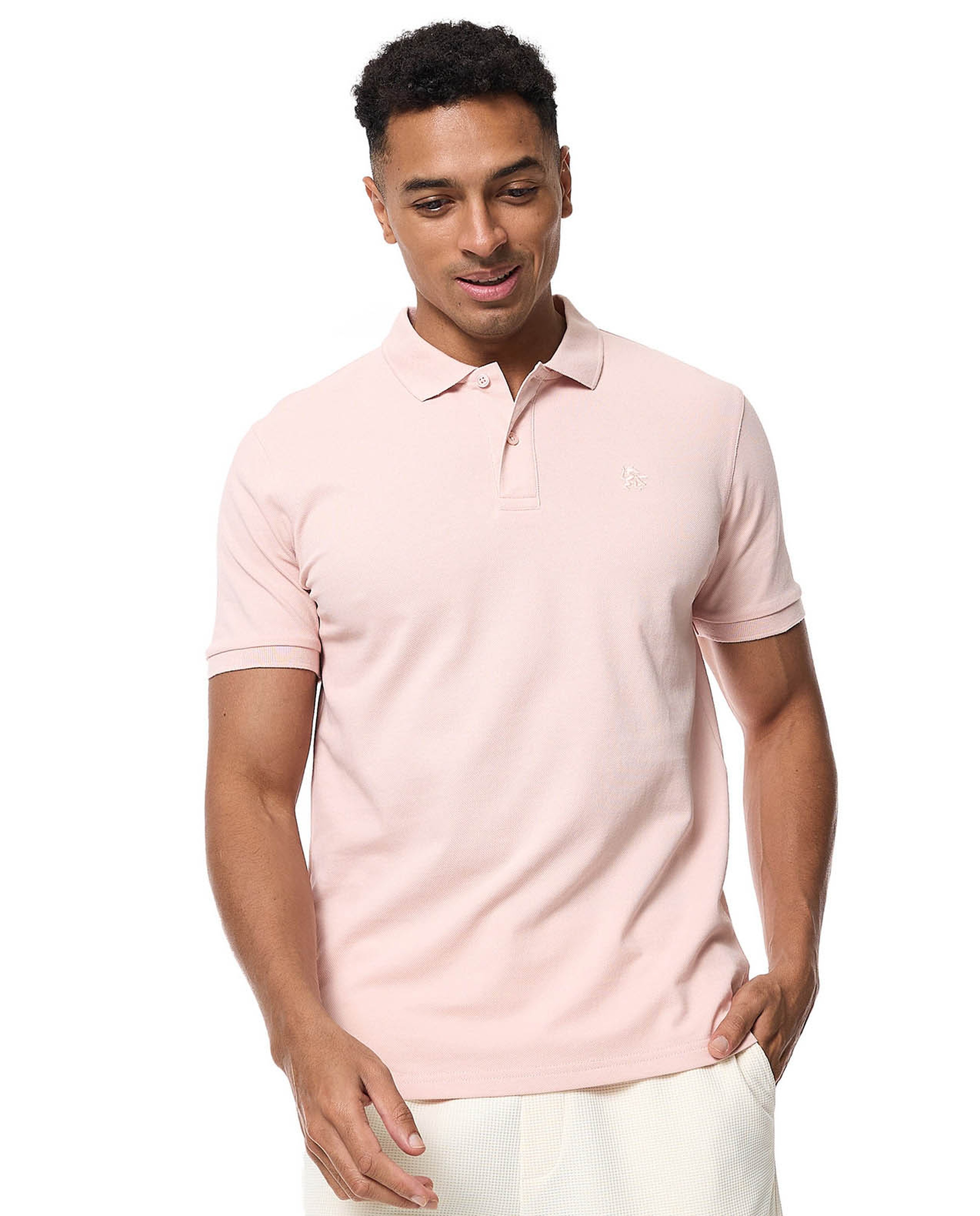 Textured Polo T-Shirt with Short Sleeves