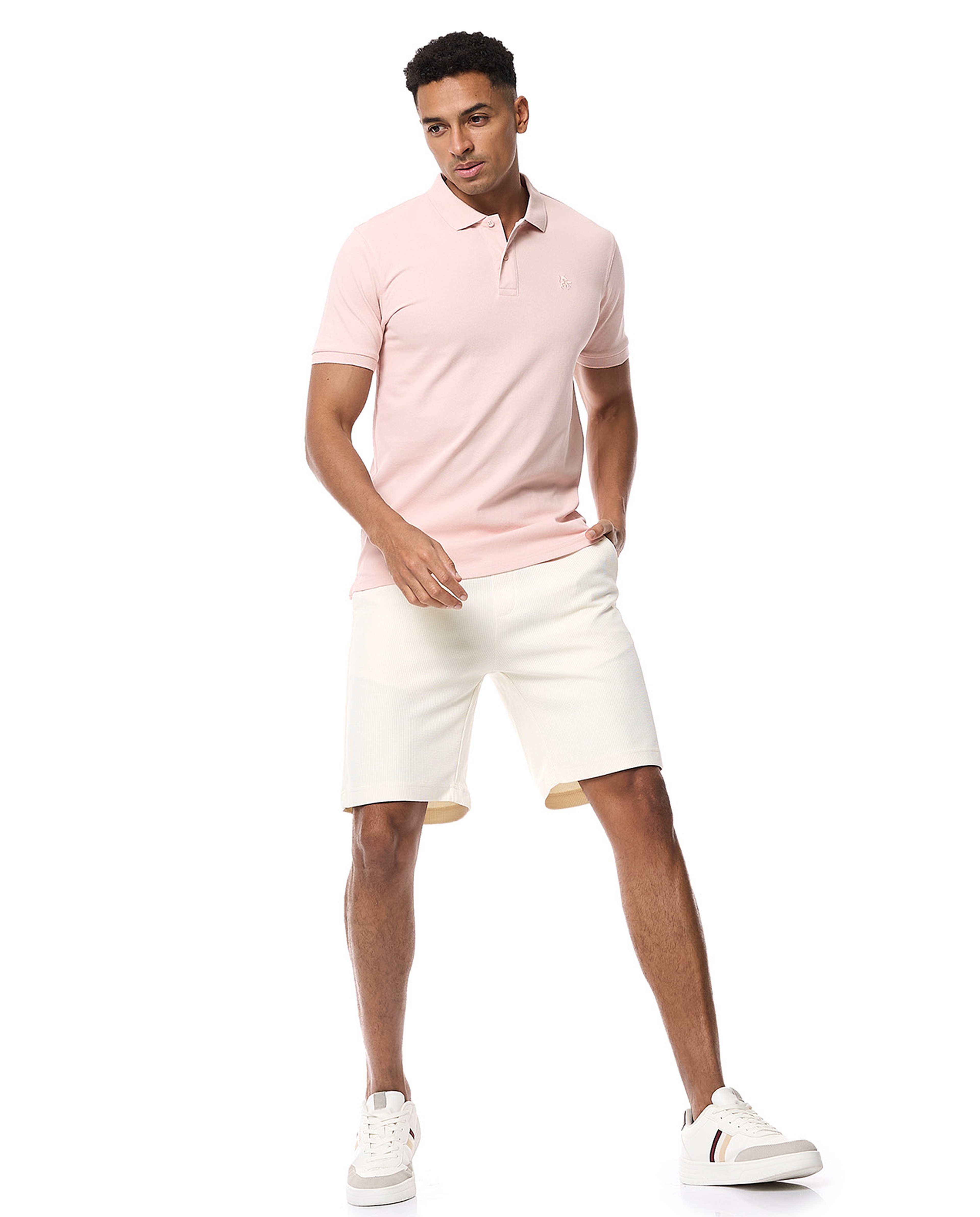 Textured Polo T-Shirt with Short Sleeves
