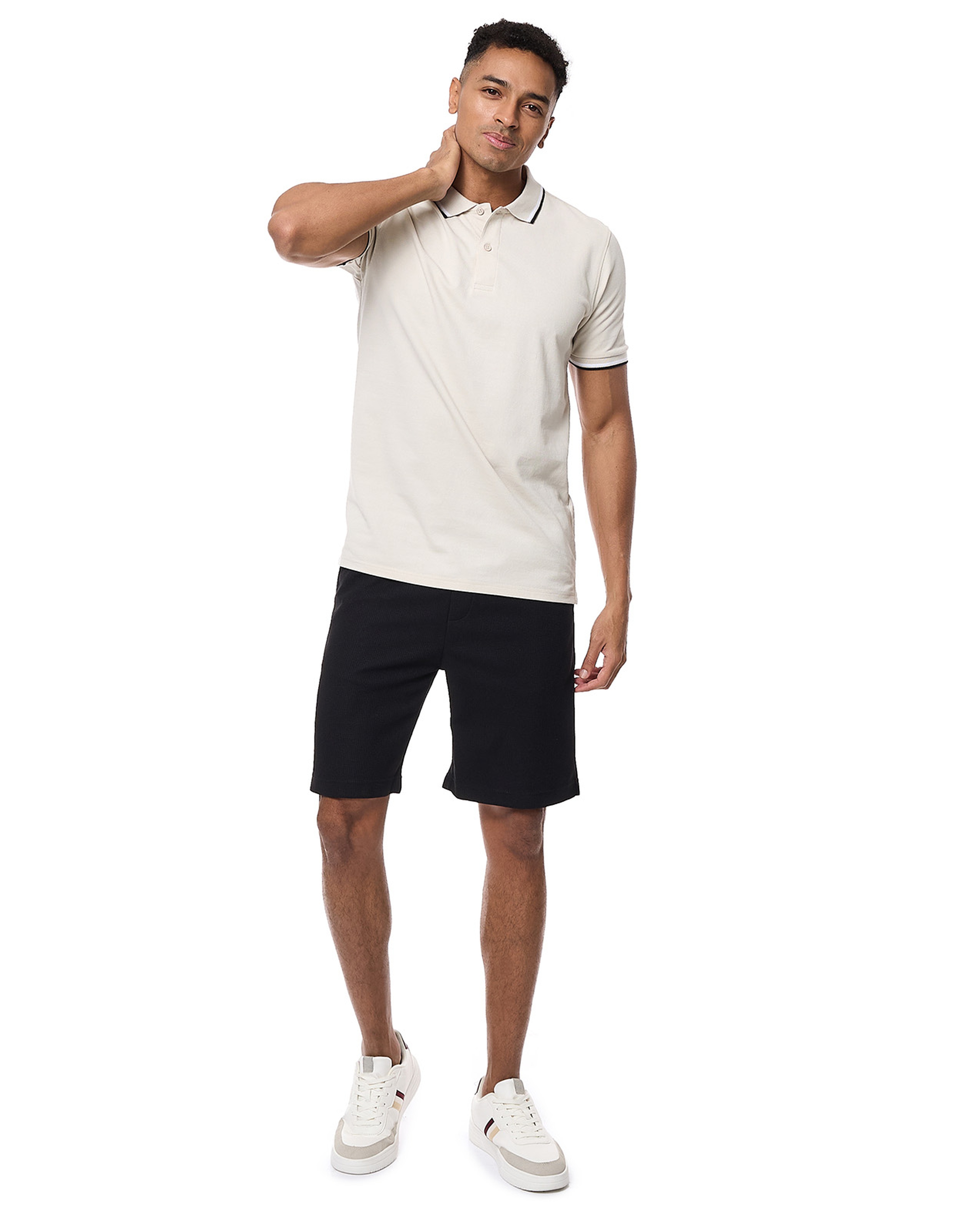 Tipping Detail Polo T-Shirt with Short Sleeves