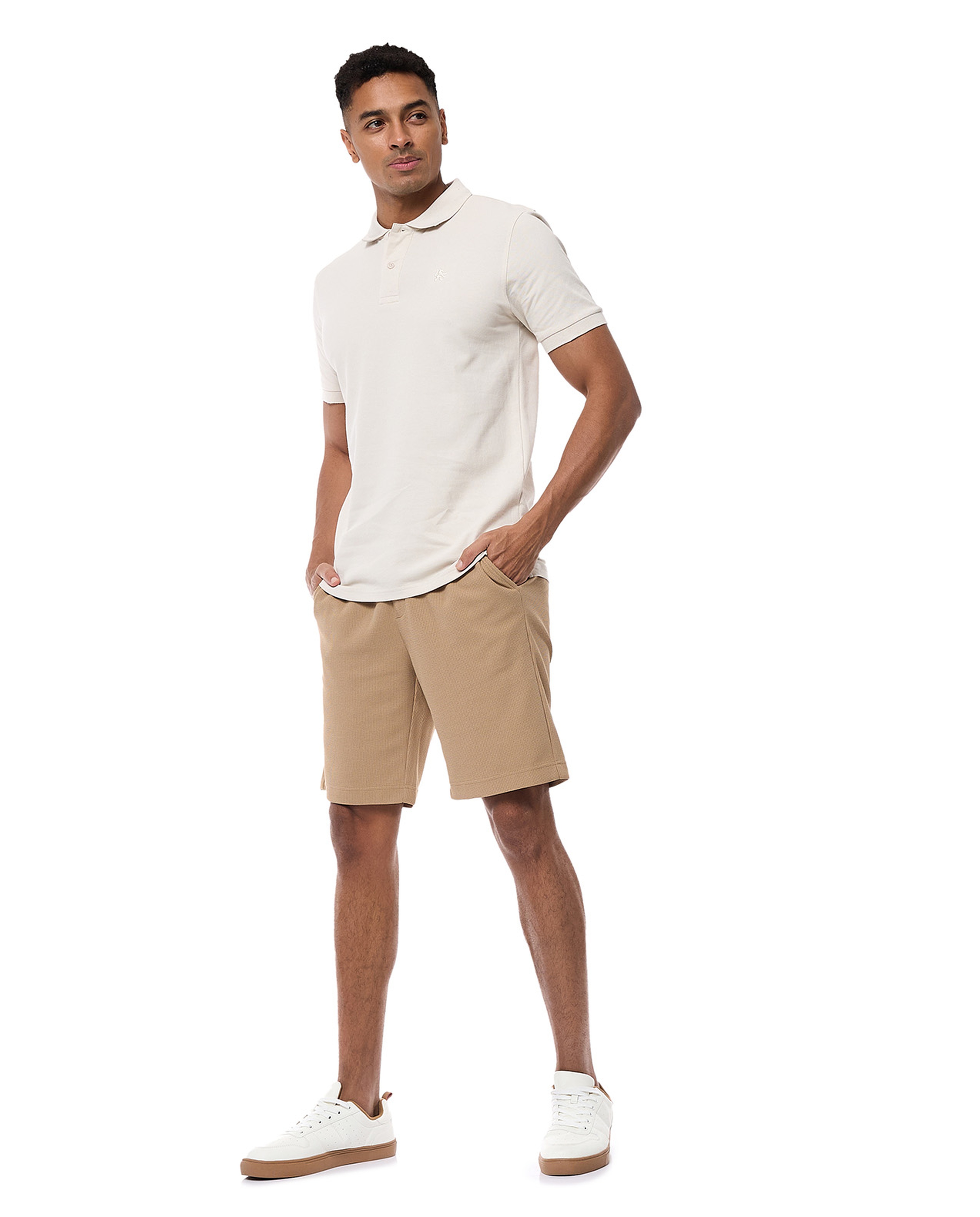Textured Polo T-Shirt with Short Sleeves
