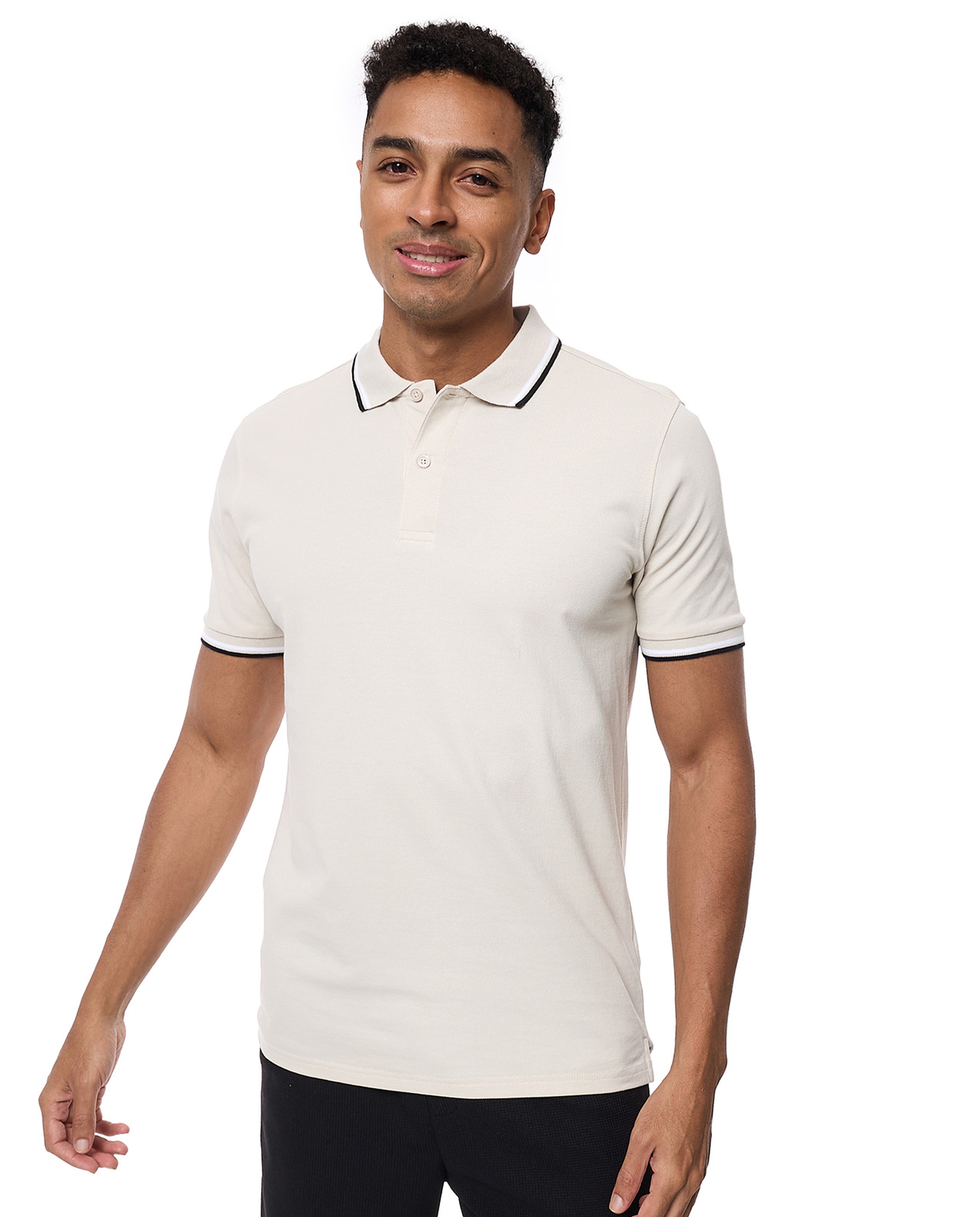 Tipping Detail Polo T-Shirt with Short Sleeves