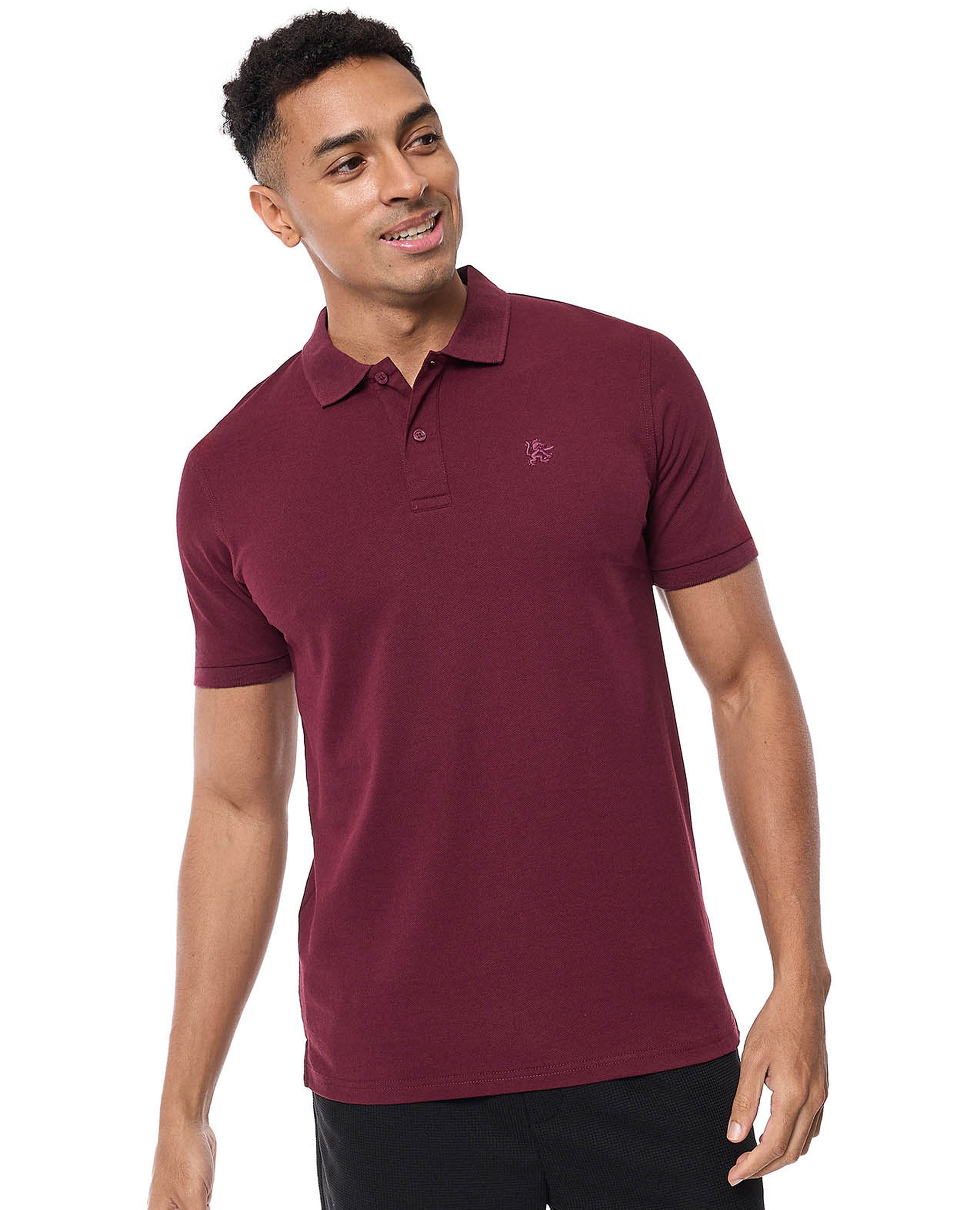 Textured Polo T-Shirt with Short Sleeves