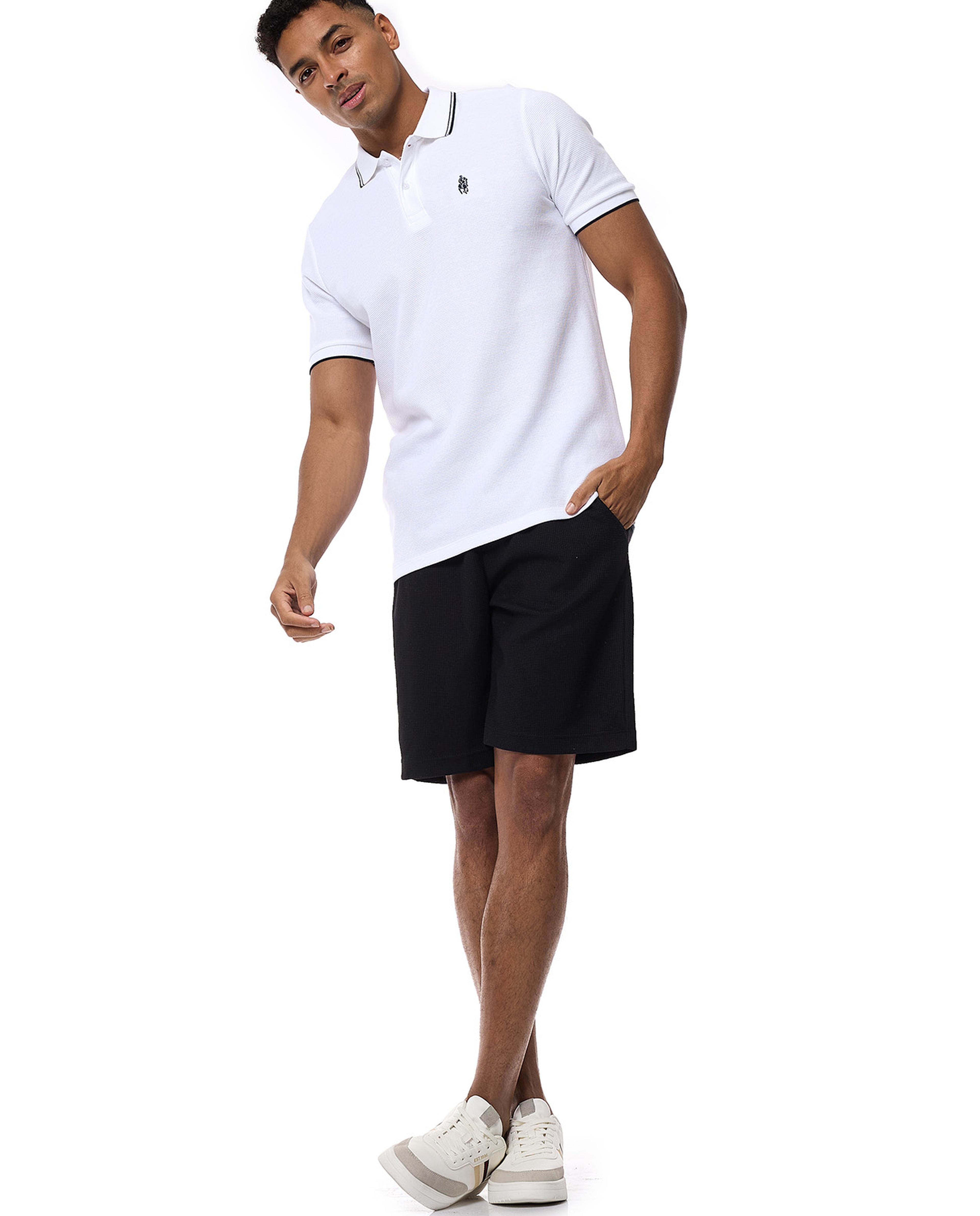 Solid Polo T-Shirt with Short Sleeves