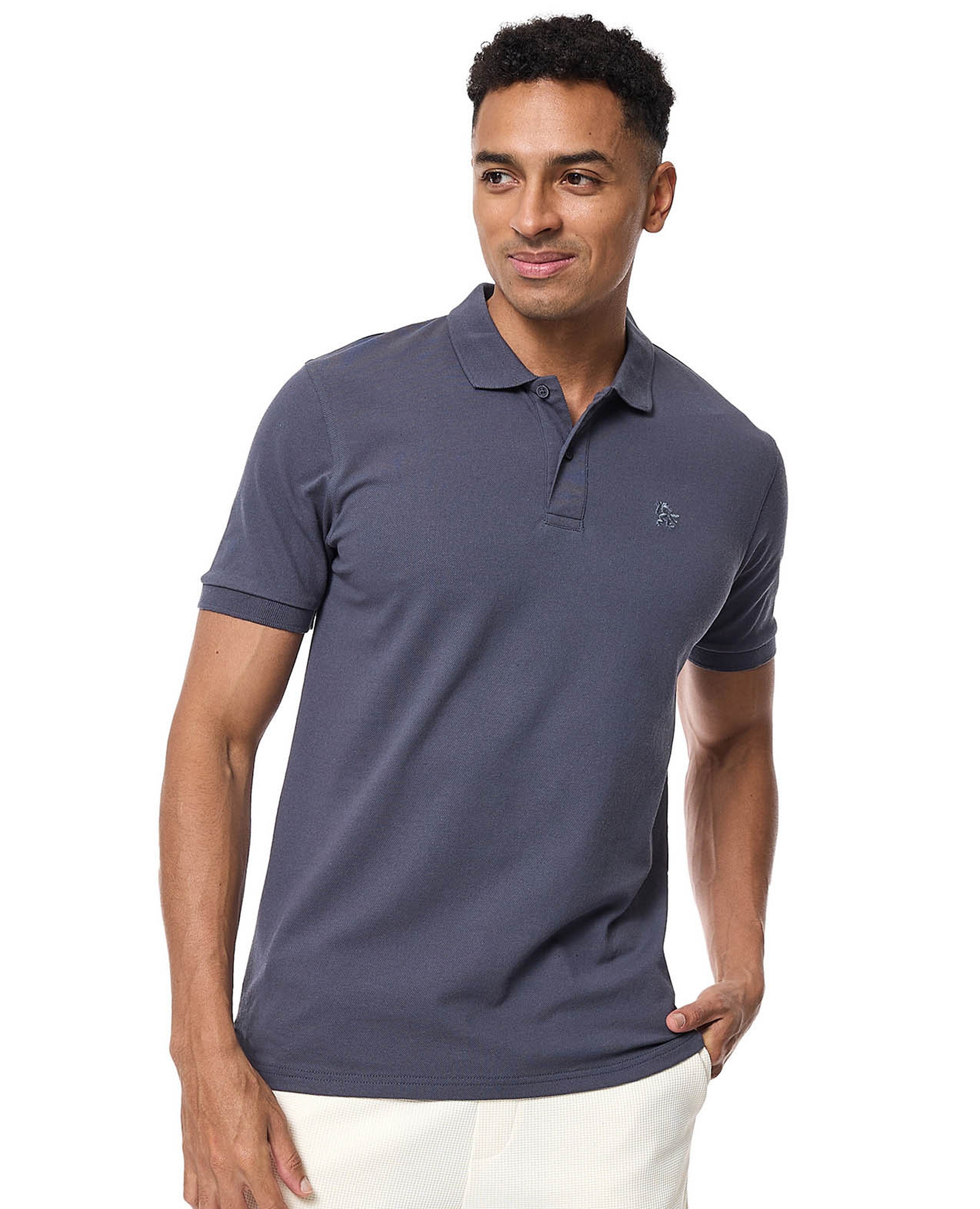 Textured Polo T-Shirt with Short Sleeves