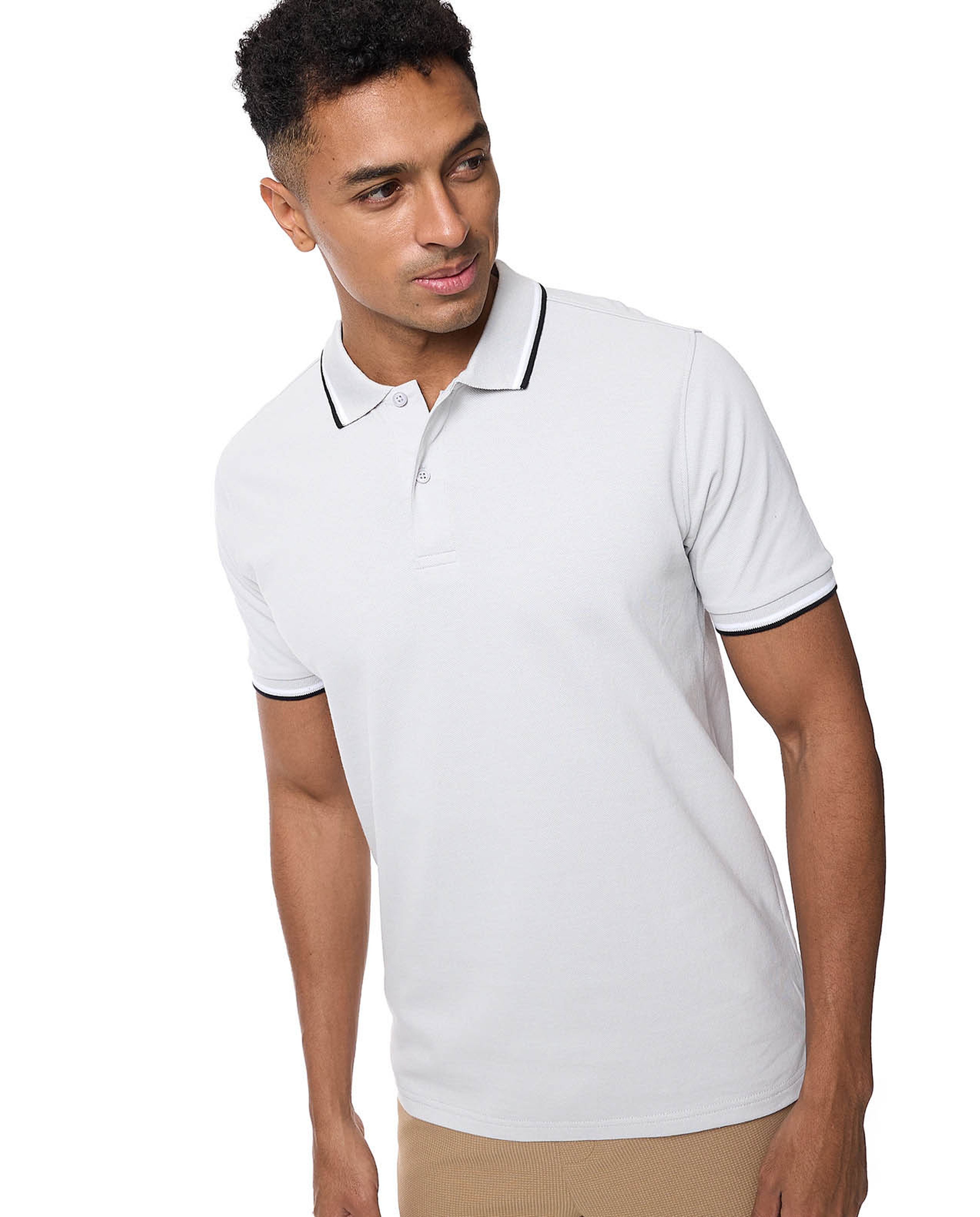Tipping Detail Polo T-Shirt with Short Sleeves