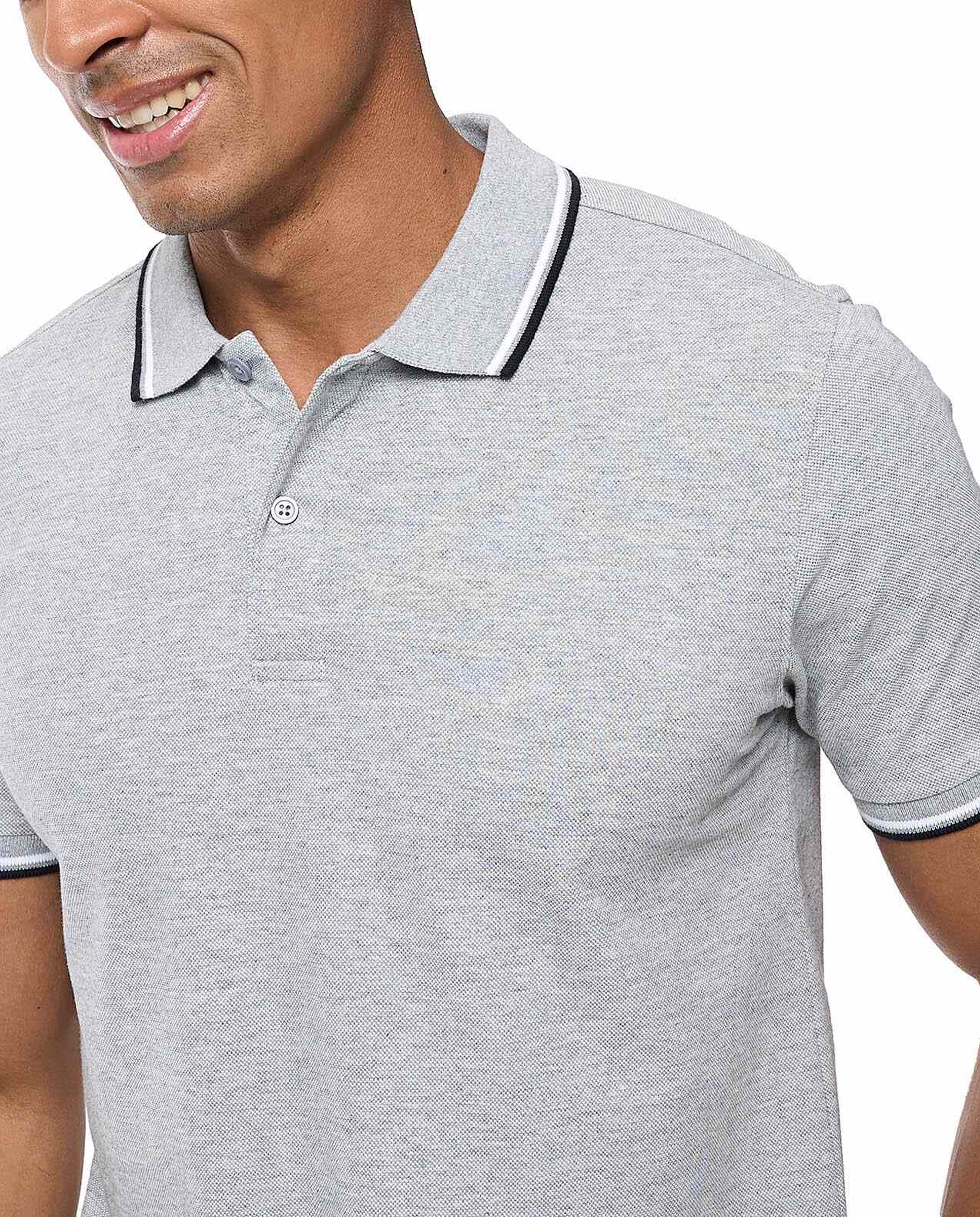 Tipping Detail Polo T-Shirt with Short Sleeves