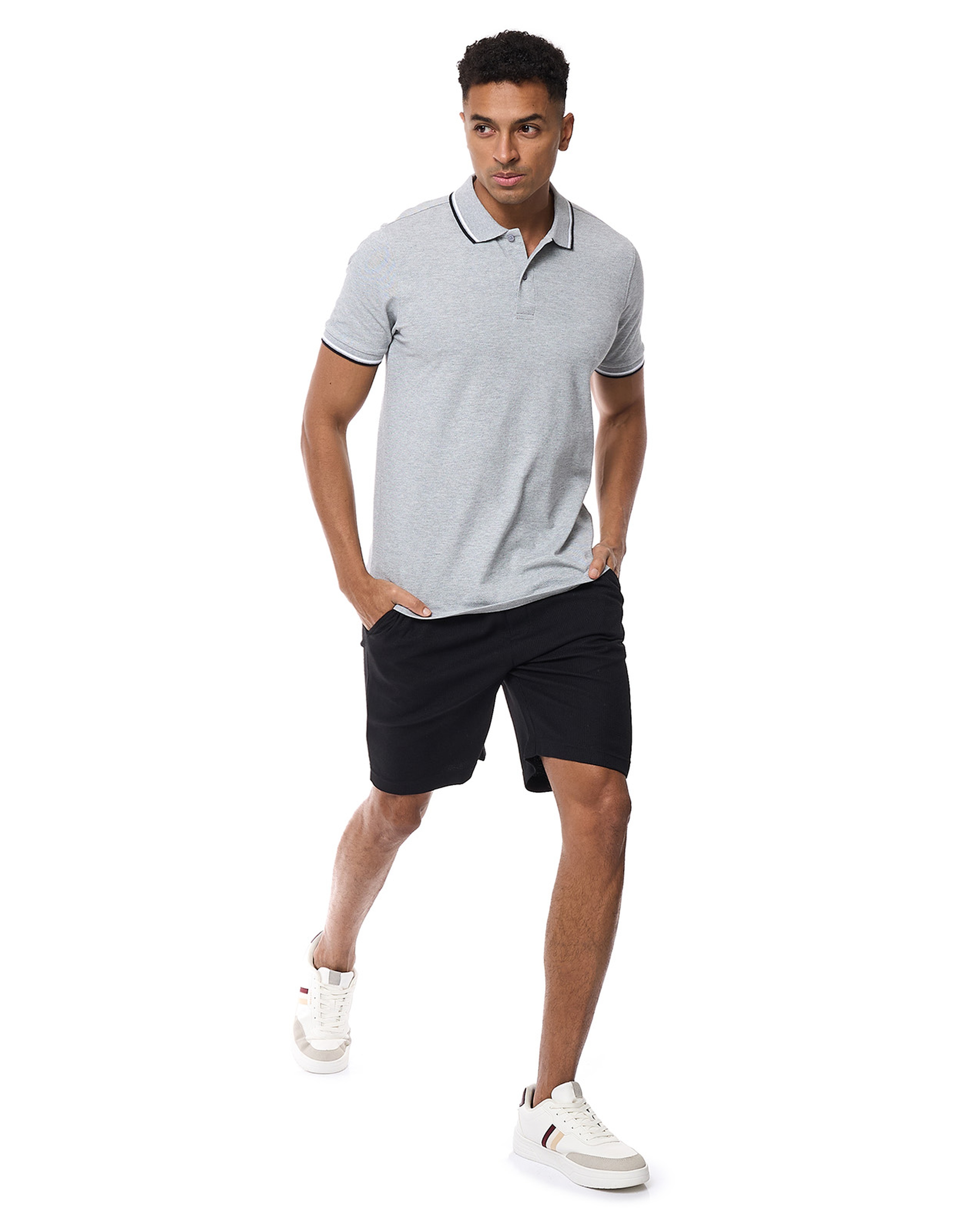 Tipping Detail Polo T-Shirt with Short Sleeves