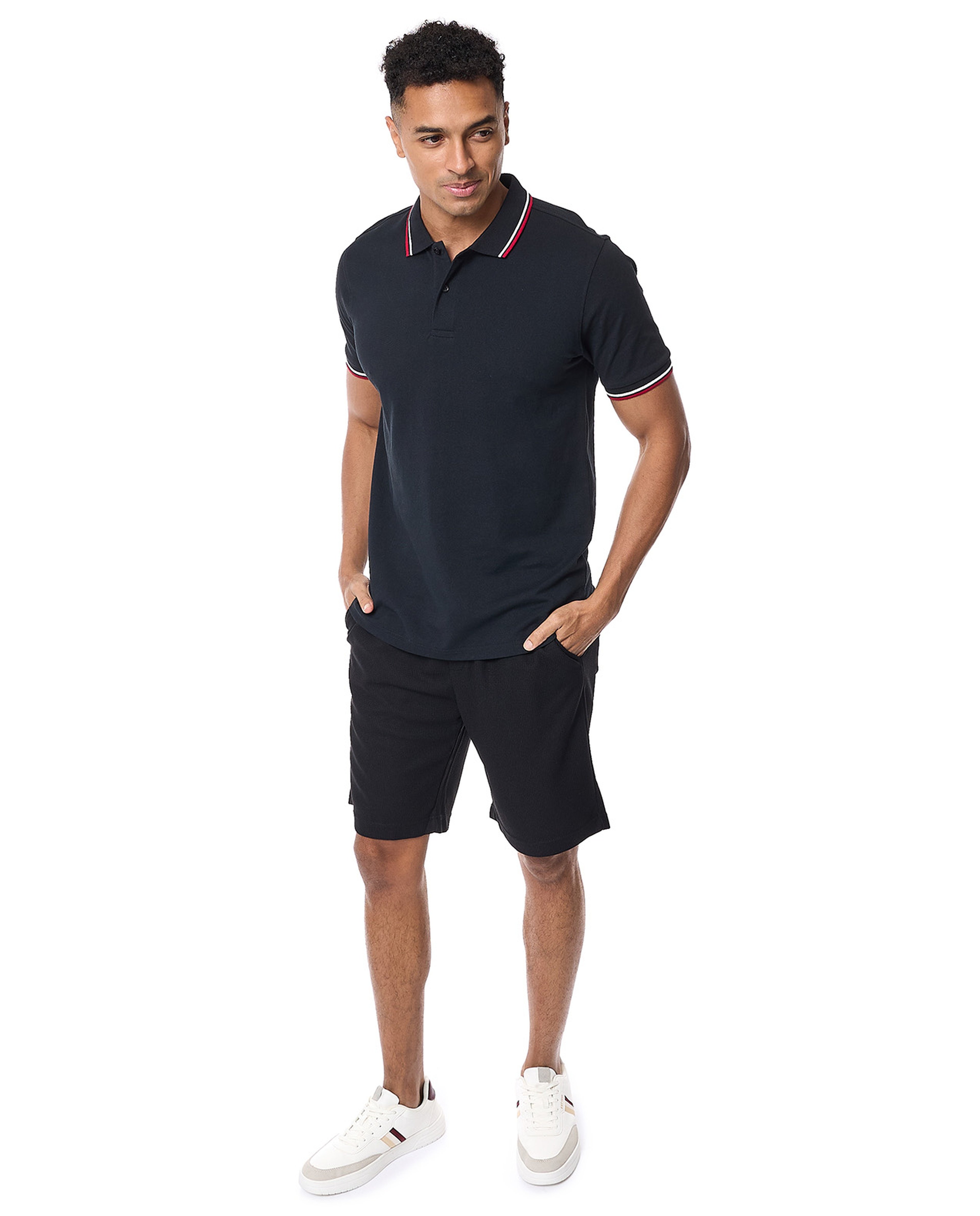 Tipping Detail Polo T-Shirt with Short Sleeves