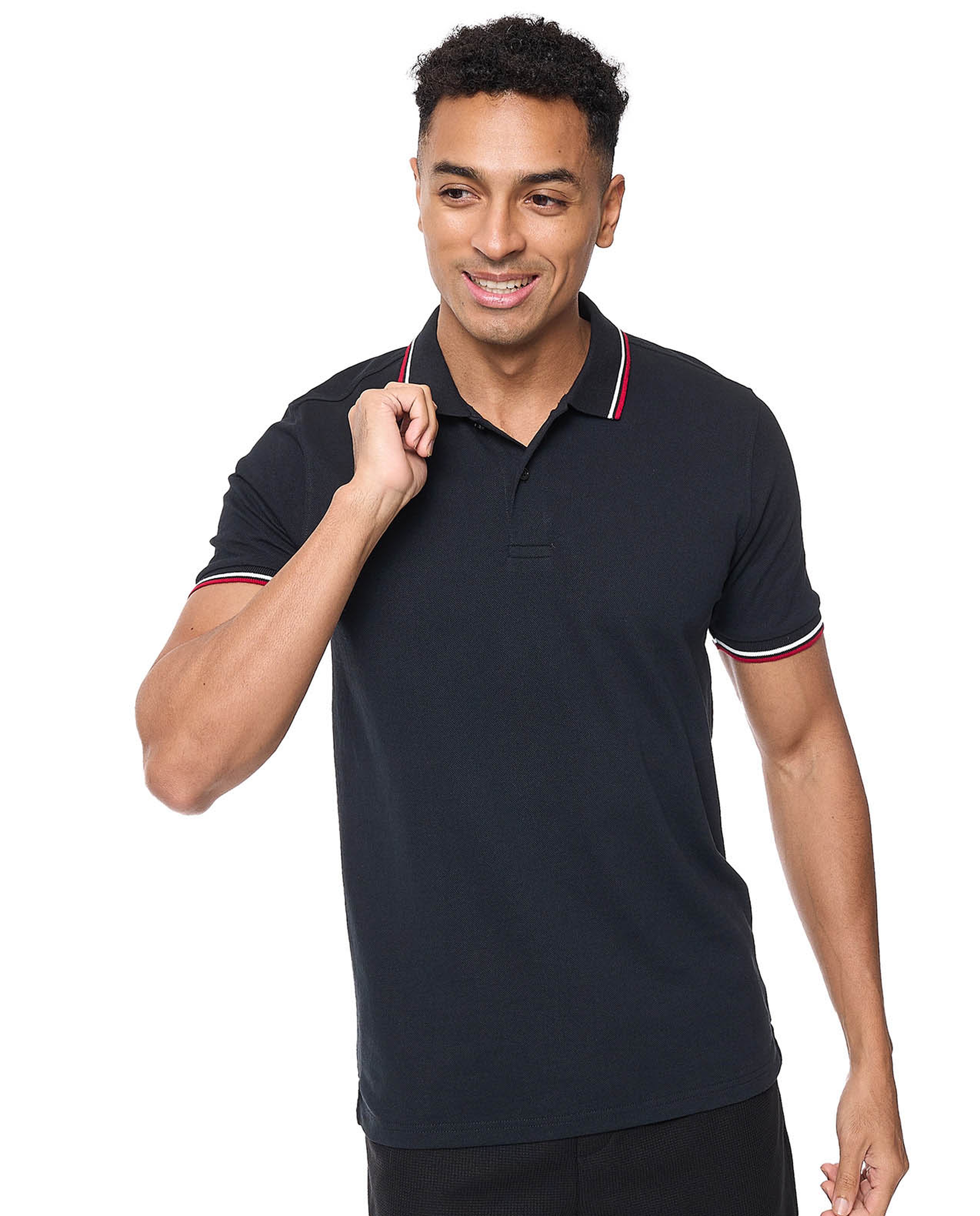 Tipping Detail Polo T-Shirt with Short Sleeves