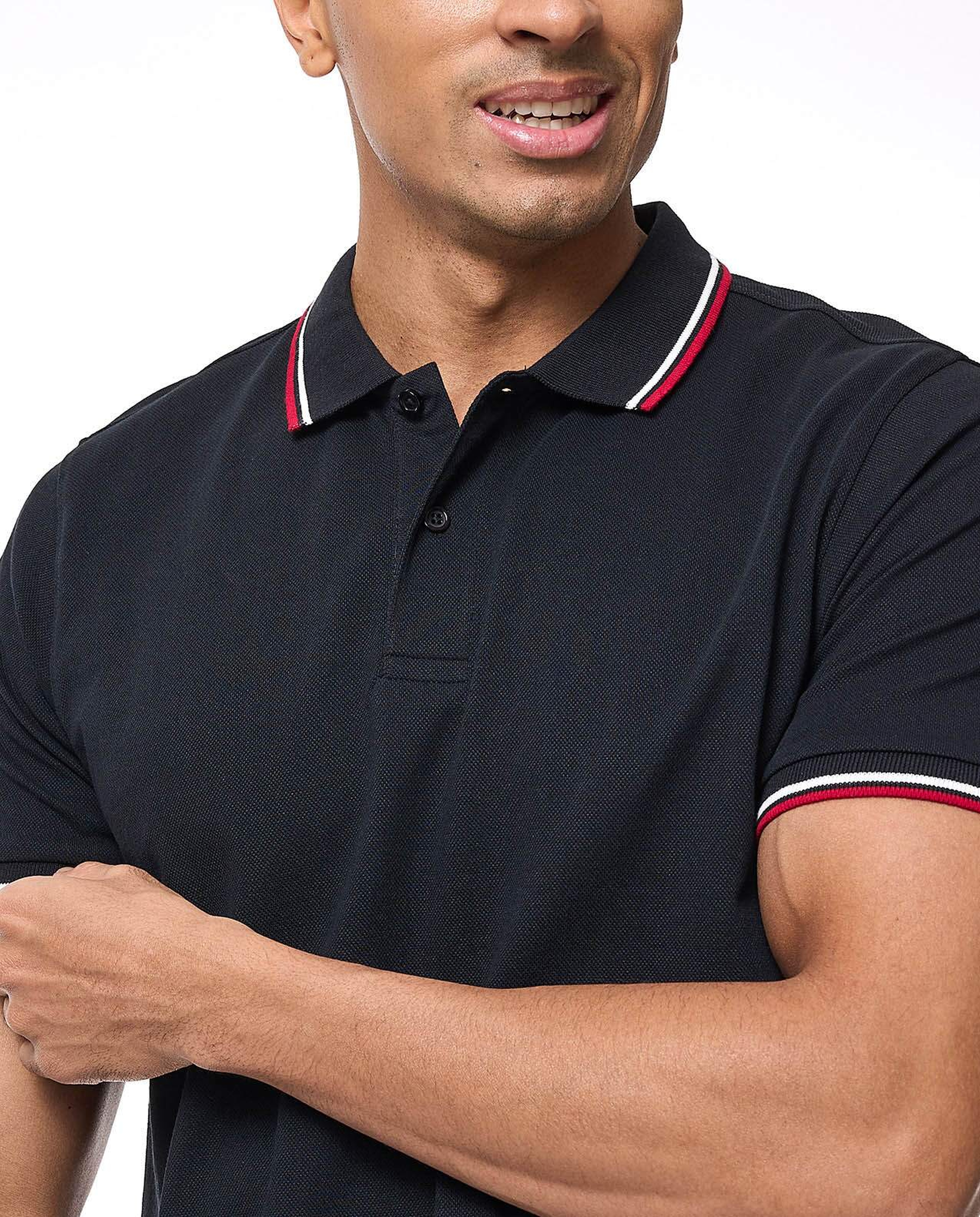 Tipping Detail Polo T-Shirt with Short Sleeves