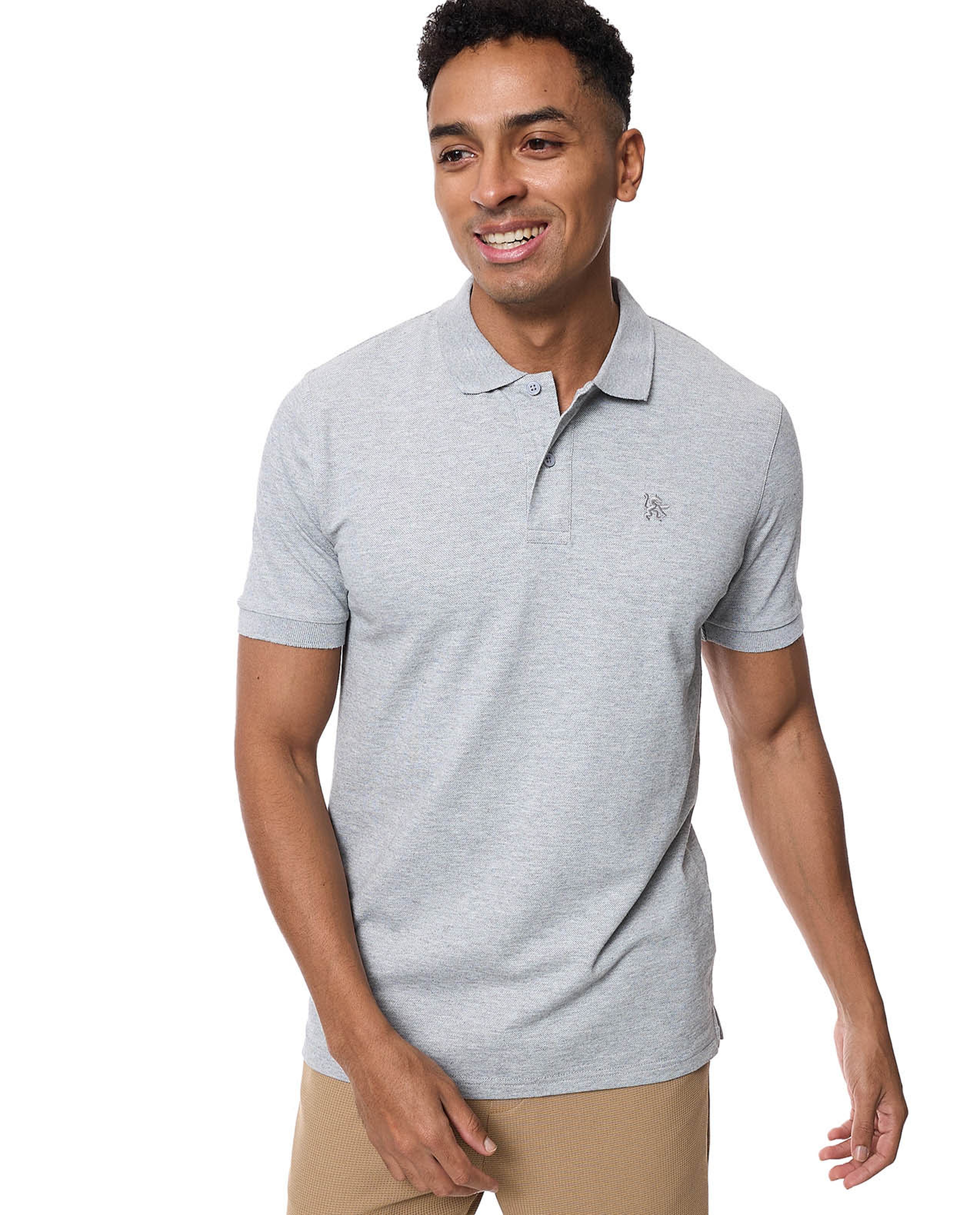 Textured Polo T-Shirt with Short Sleeves
