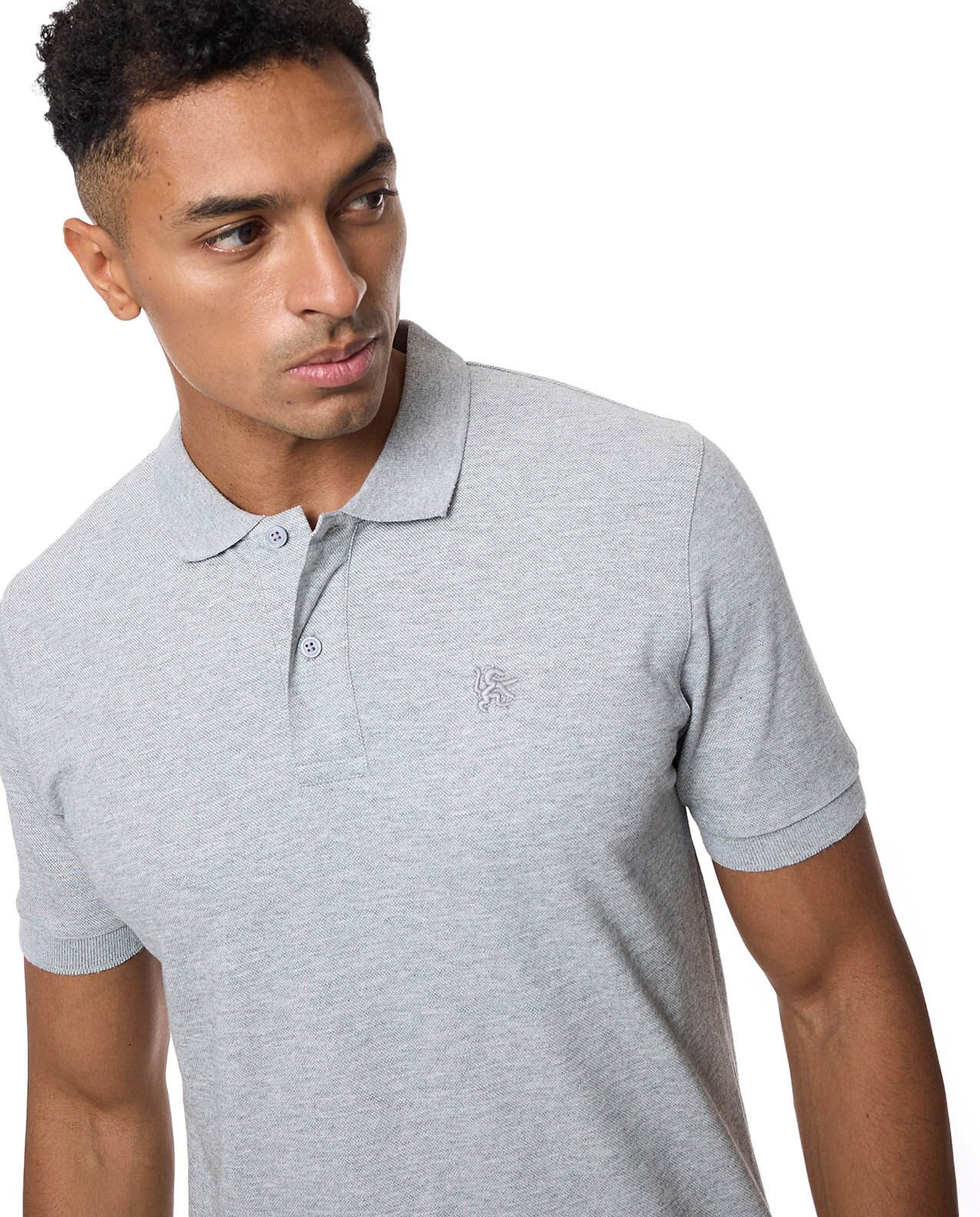 Textured Polo T-Shirt with Short Sleeves