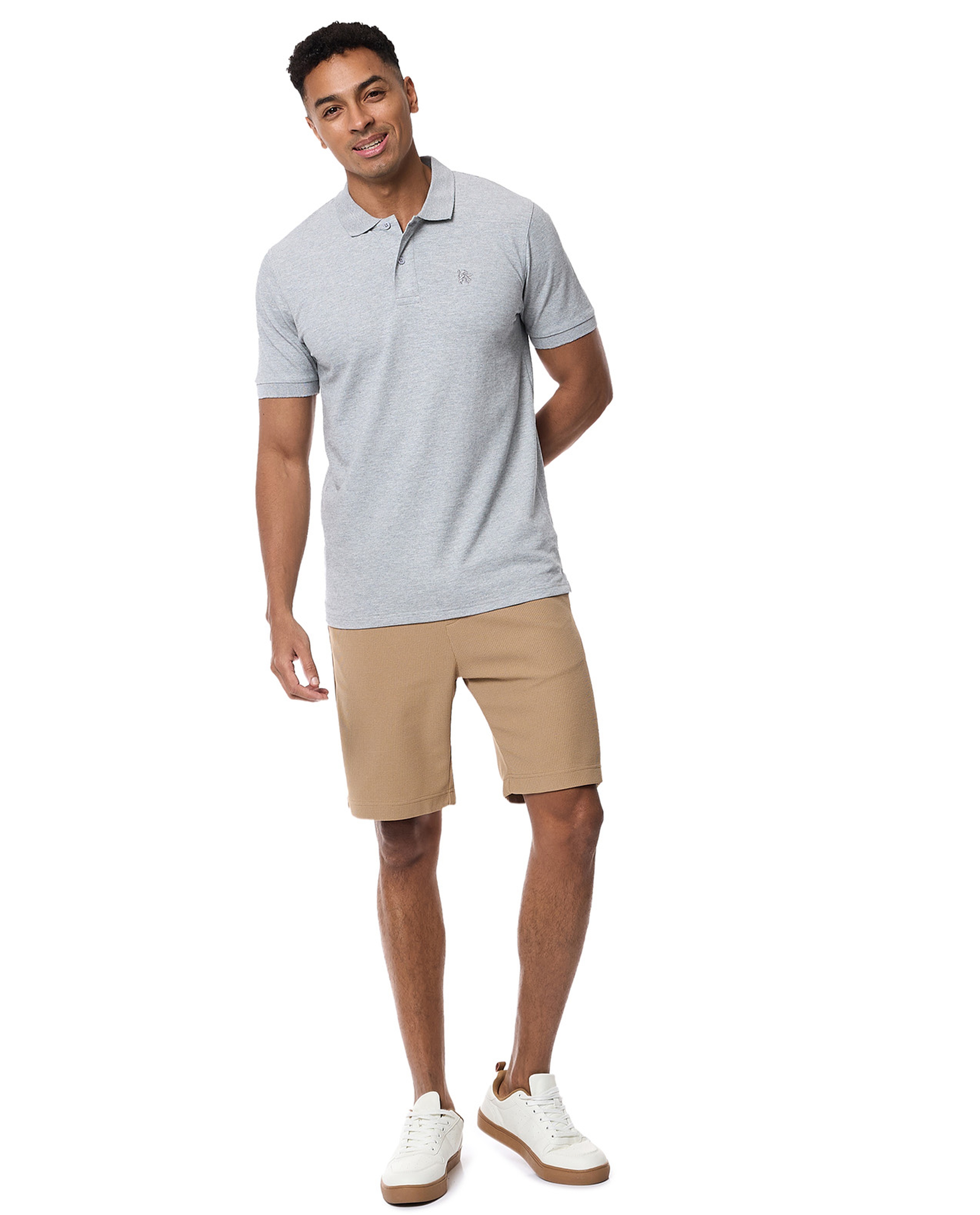 Textured Polo T-Shirt with Short Sleeves