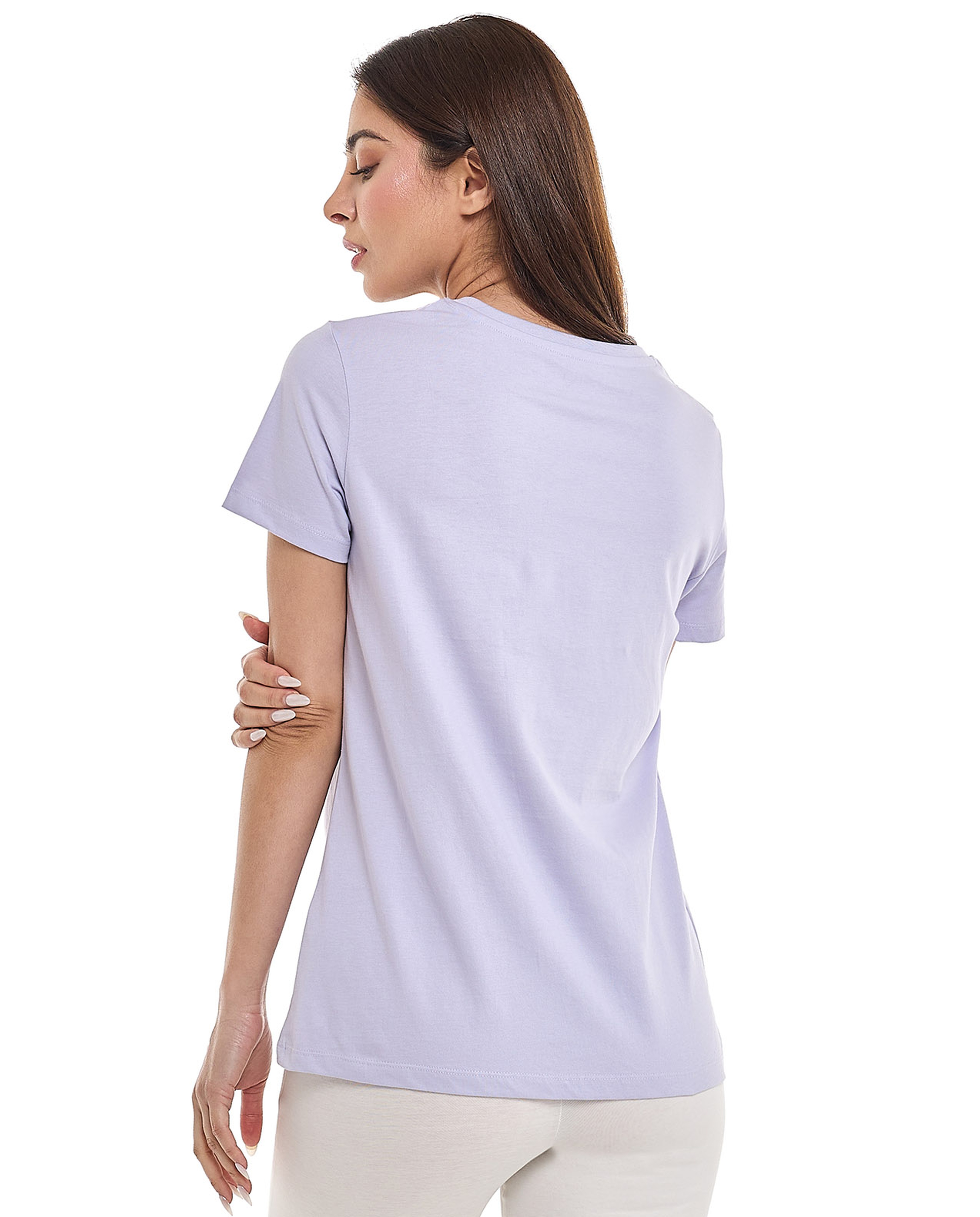 Typography Print T-Shirt with Crew Neck and Short Sleeves