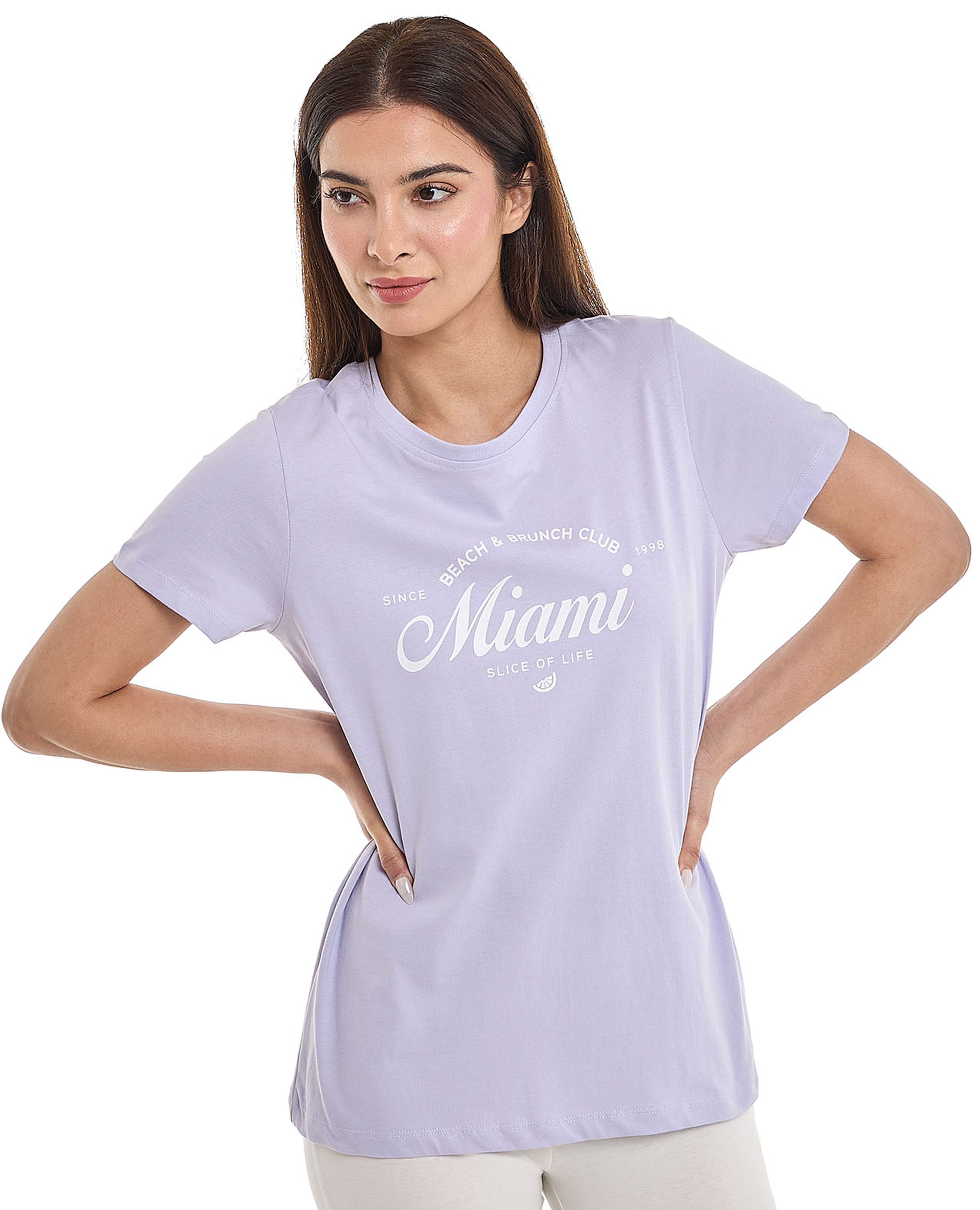 Typography Print T-Shirt with Crew Neck and Short Sleeves