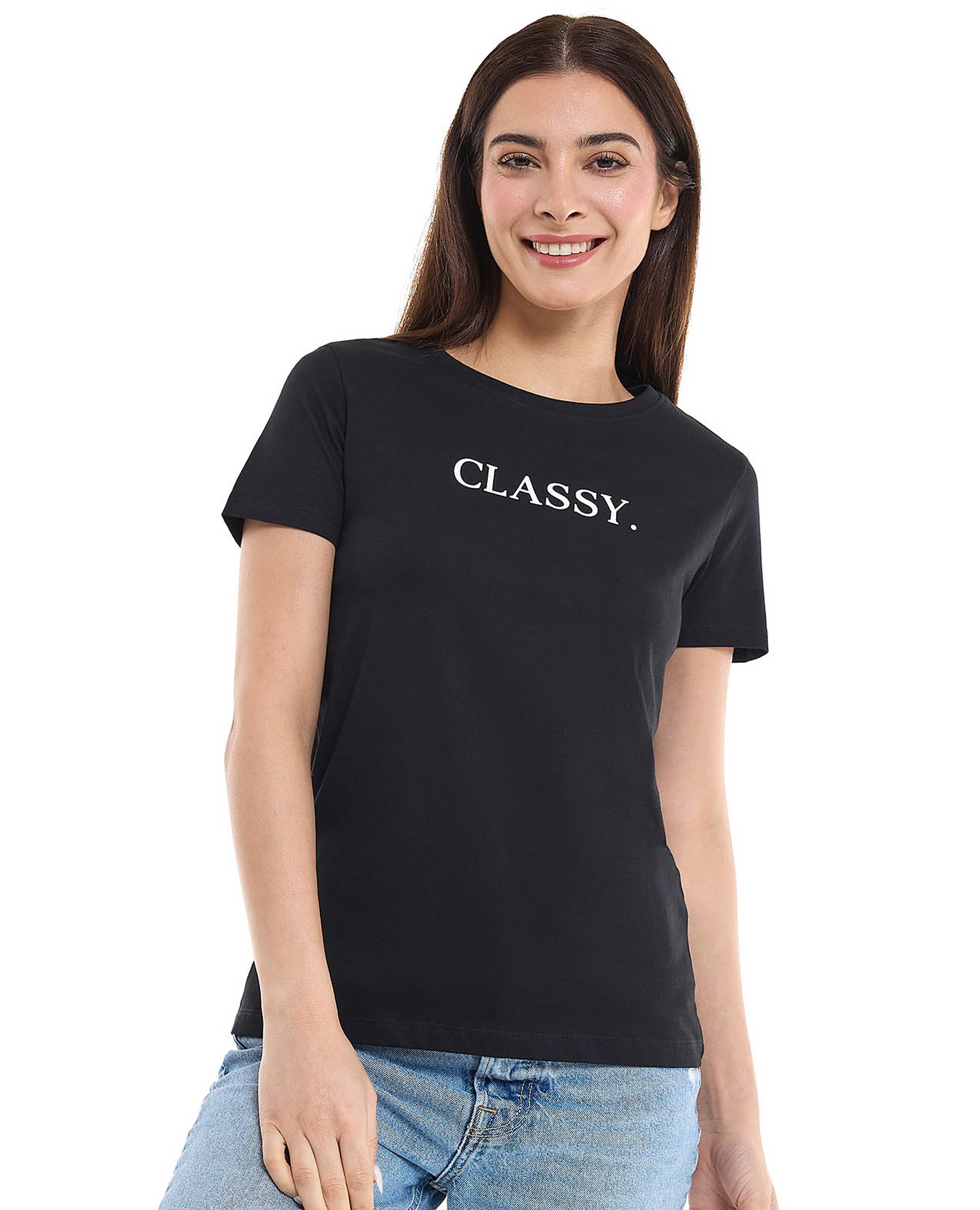 Typography Print T-Shirt with Crew Neck and Short Sleeves