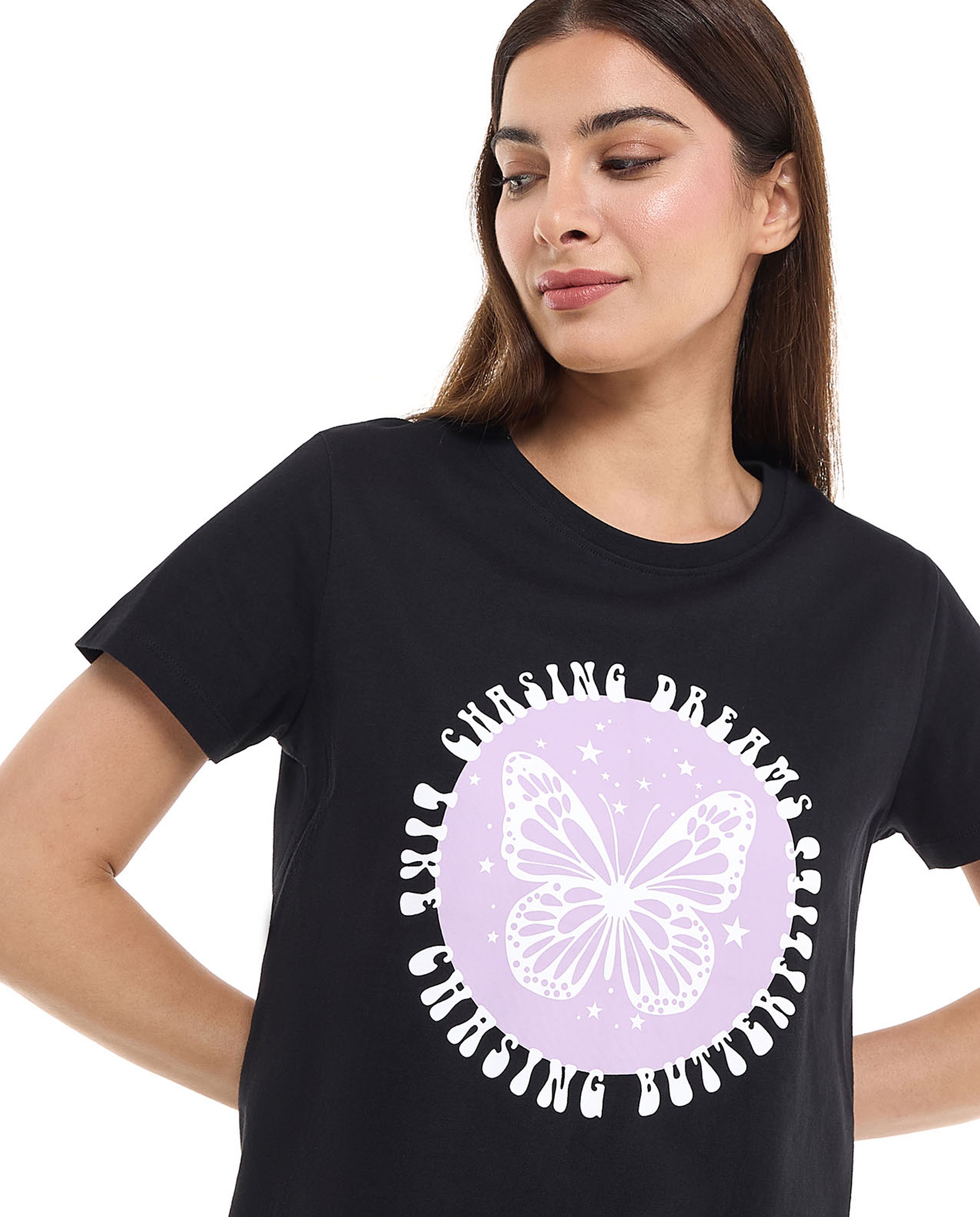 Printed T-Shirt with Crew Neck and Short Sleeves