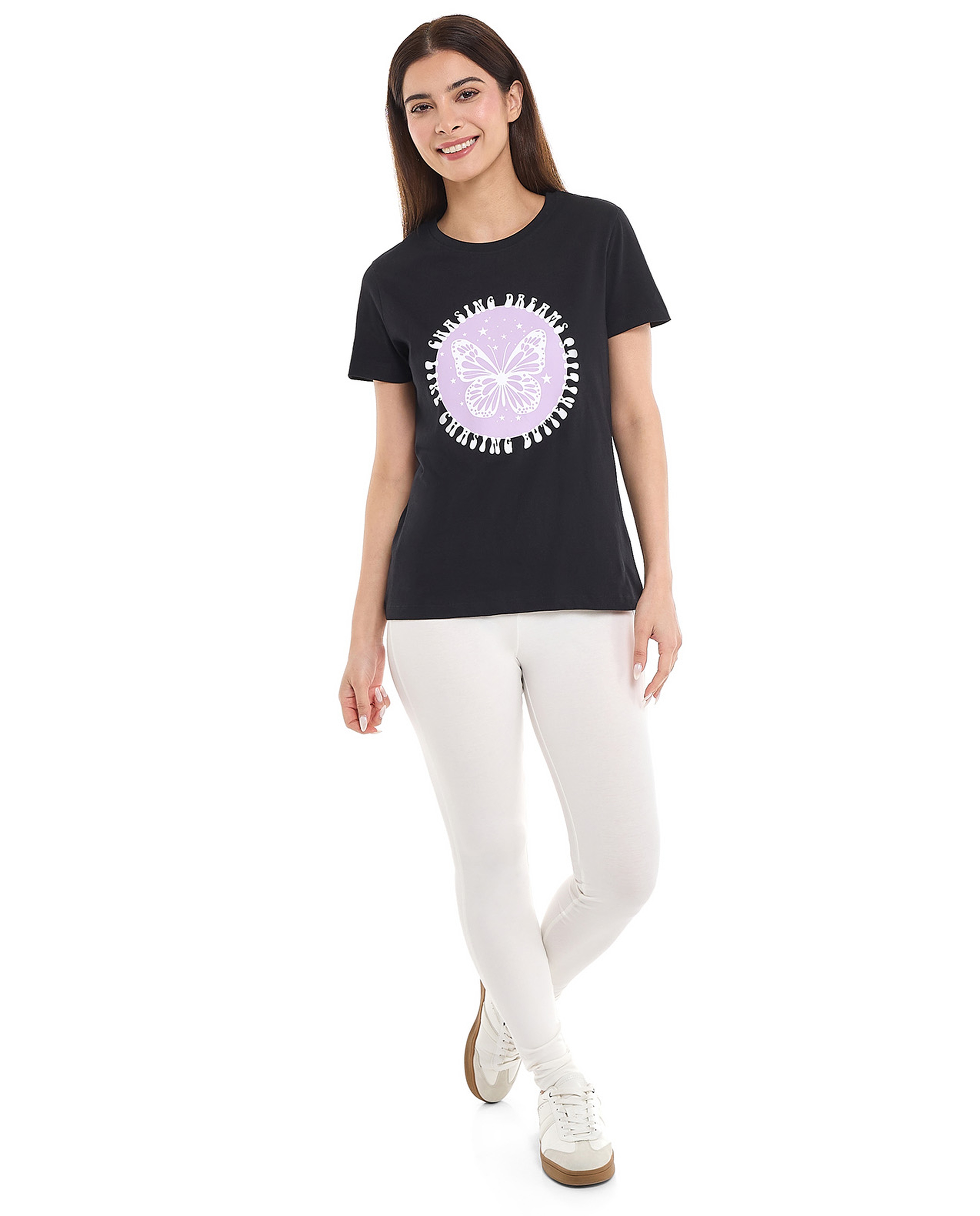 Printed T-Shirt with Crew Neck and Short Sleeves