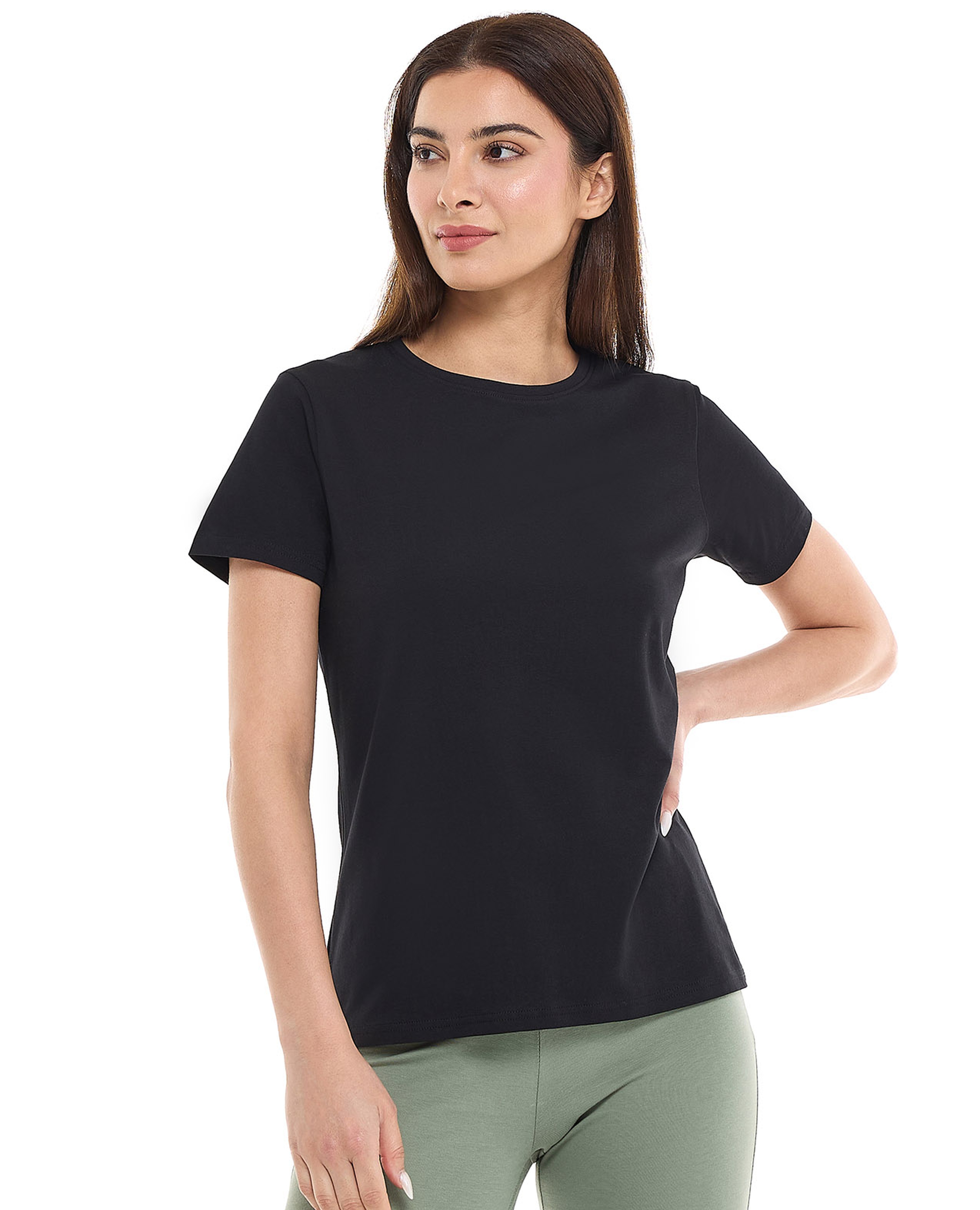 Solid T-Shirt with Crew Neck and Short Sleeves