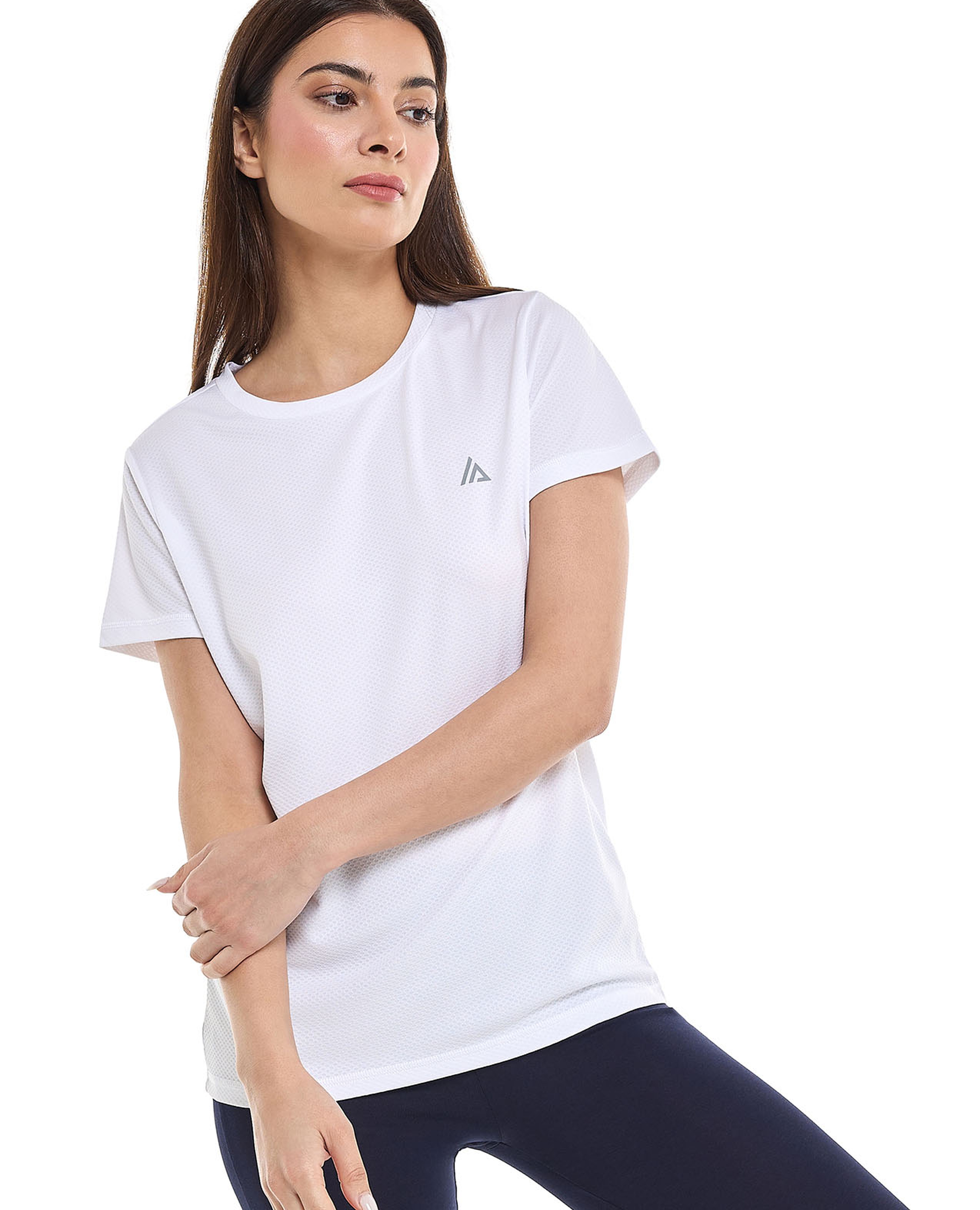 Textured Active T-Shirt with Crew Neck and Short Sleeves