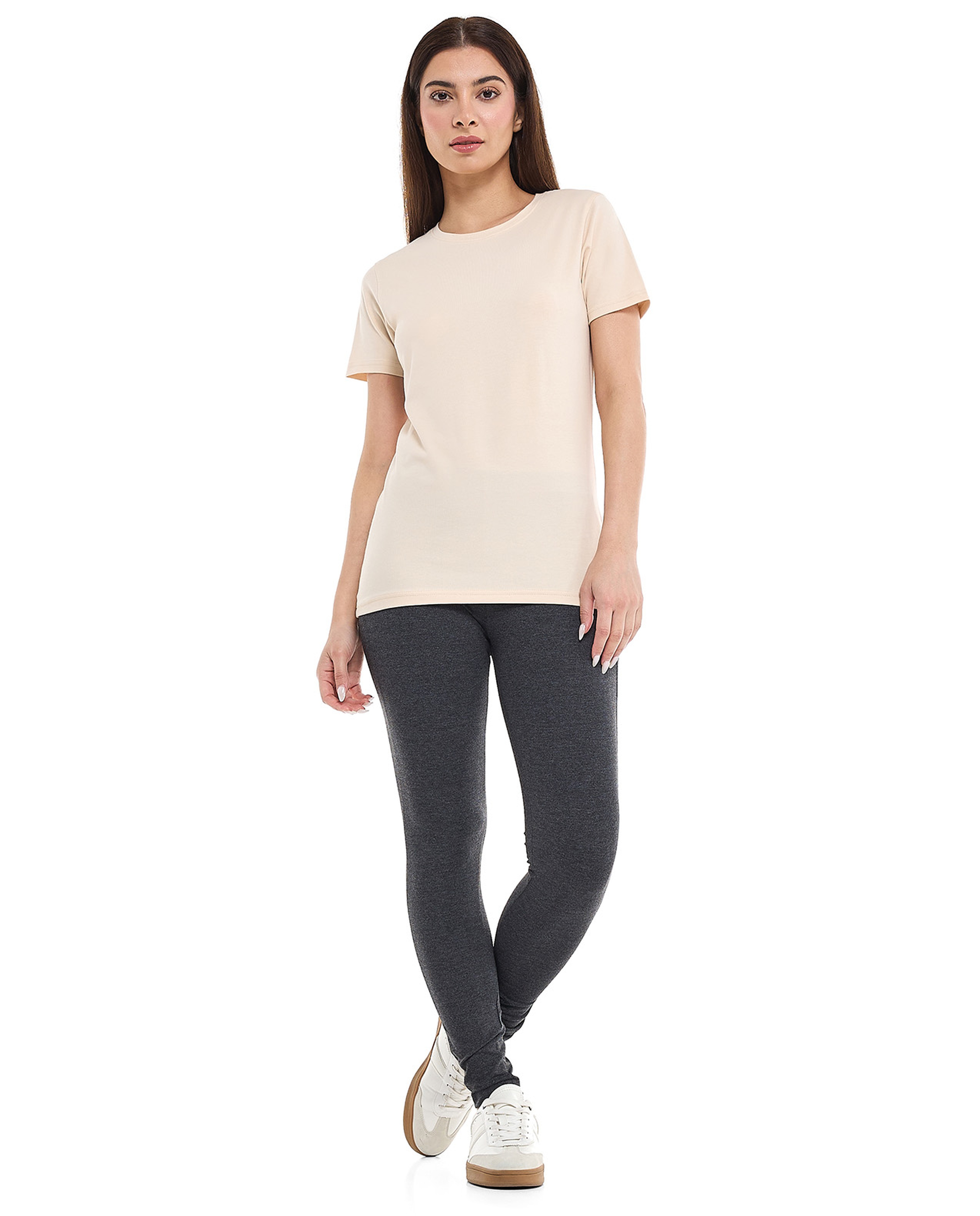 Solid T-Shirt with Crew Neck and Short Sleeves