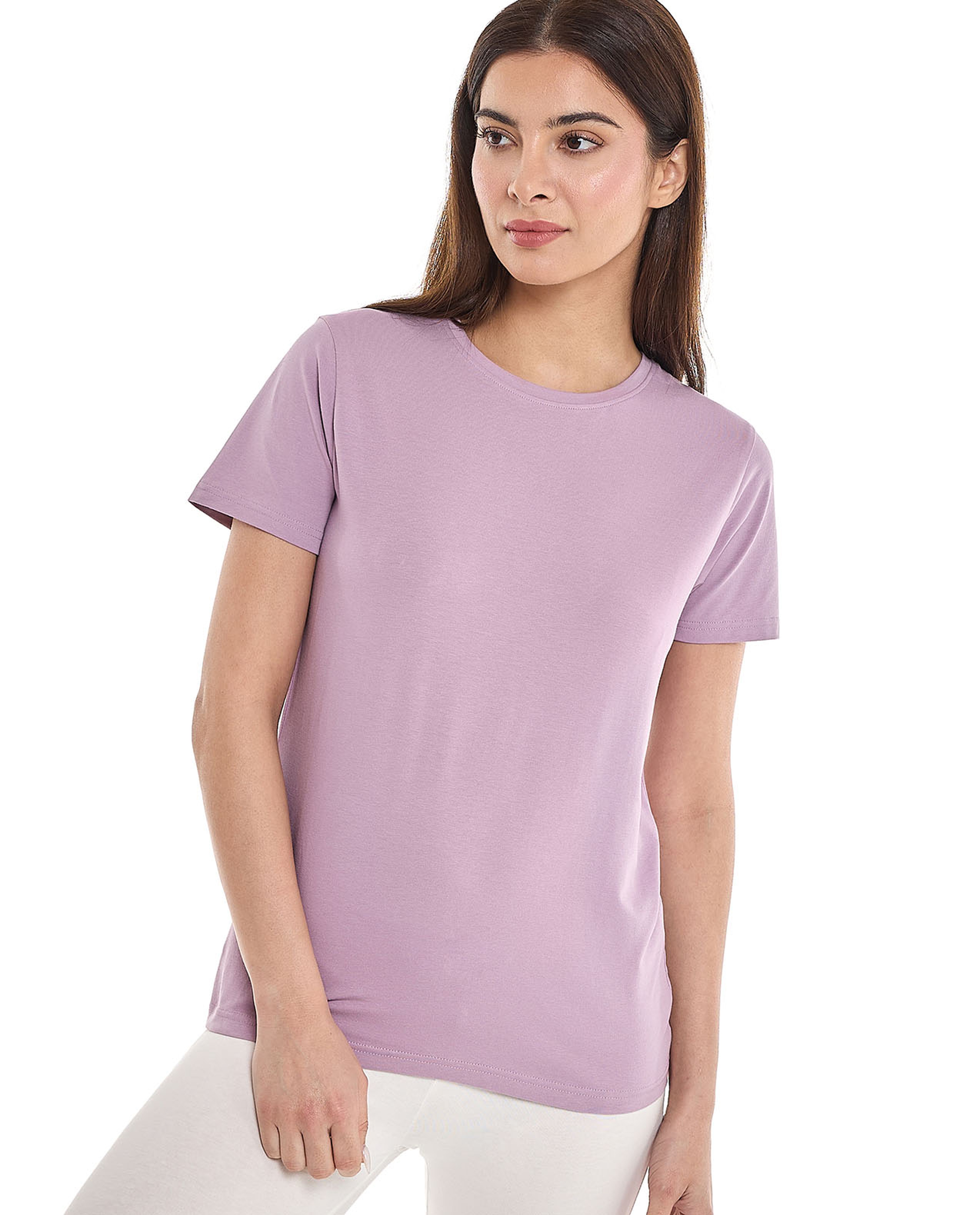 Solid T-Shirt with Crew Neck and Short Sleeves