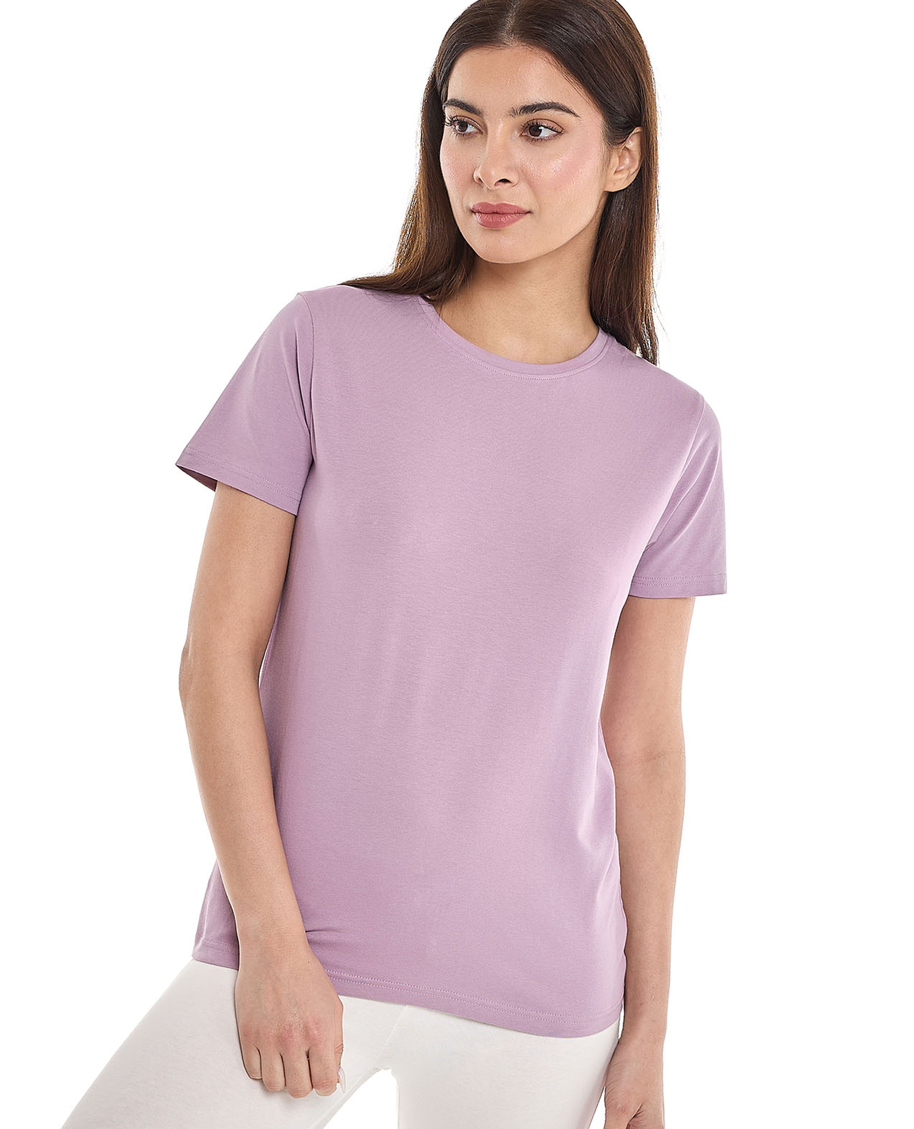 Solid T-Shirt with Crew Neck and Short Sleeves