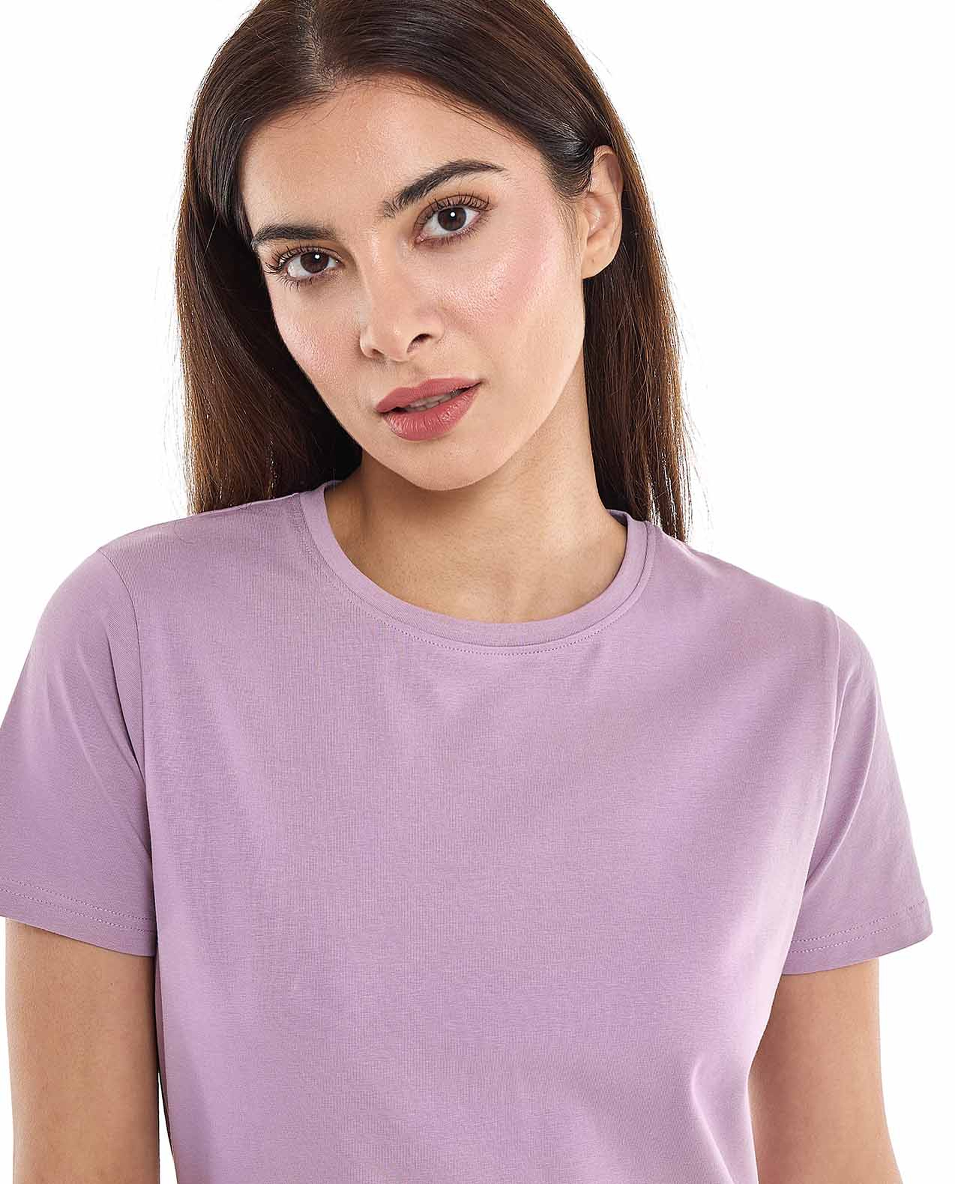Solid T-Shirt with Crew Neck and Short Sleeves