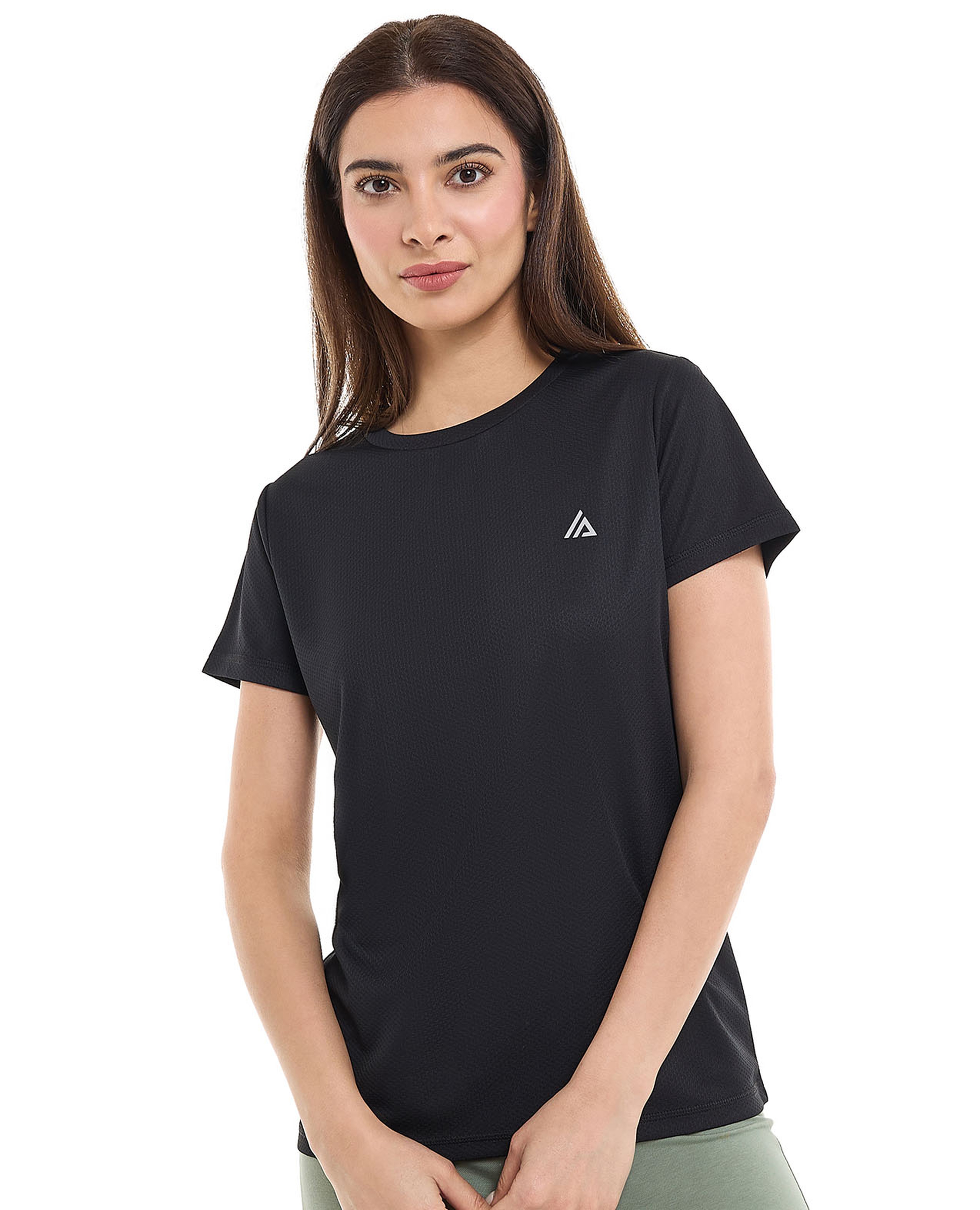 Textured Active T-Shirt with Crew Neck and Short Sleeves