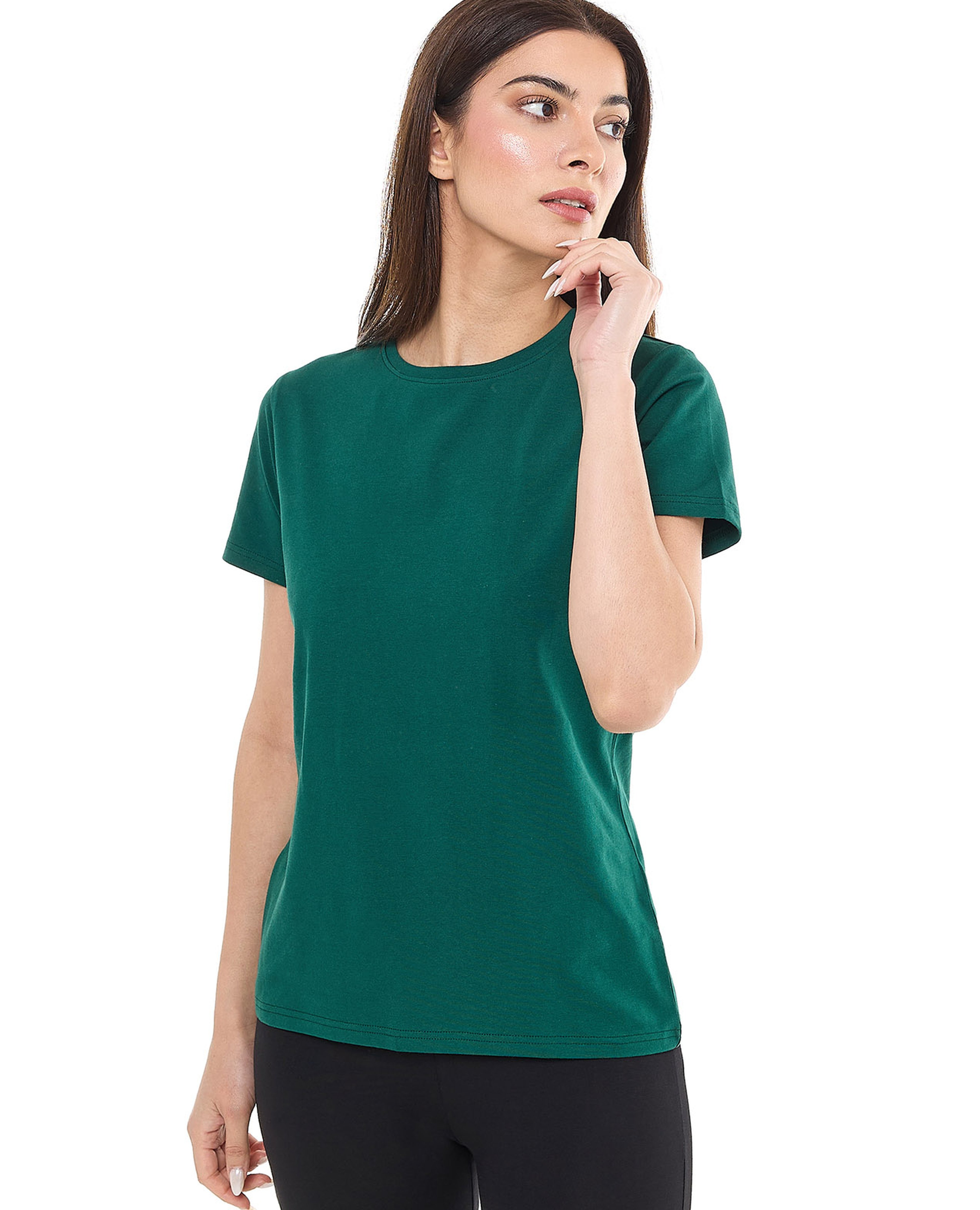 Solid T-Shirt with Crew Neck and Short Sleeves