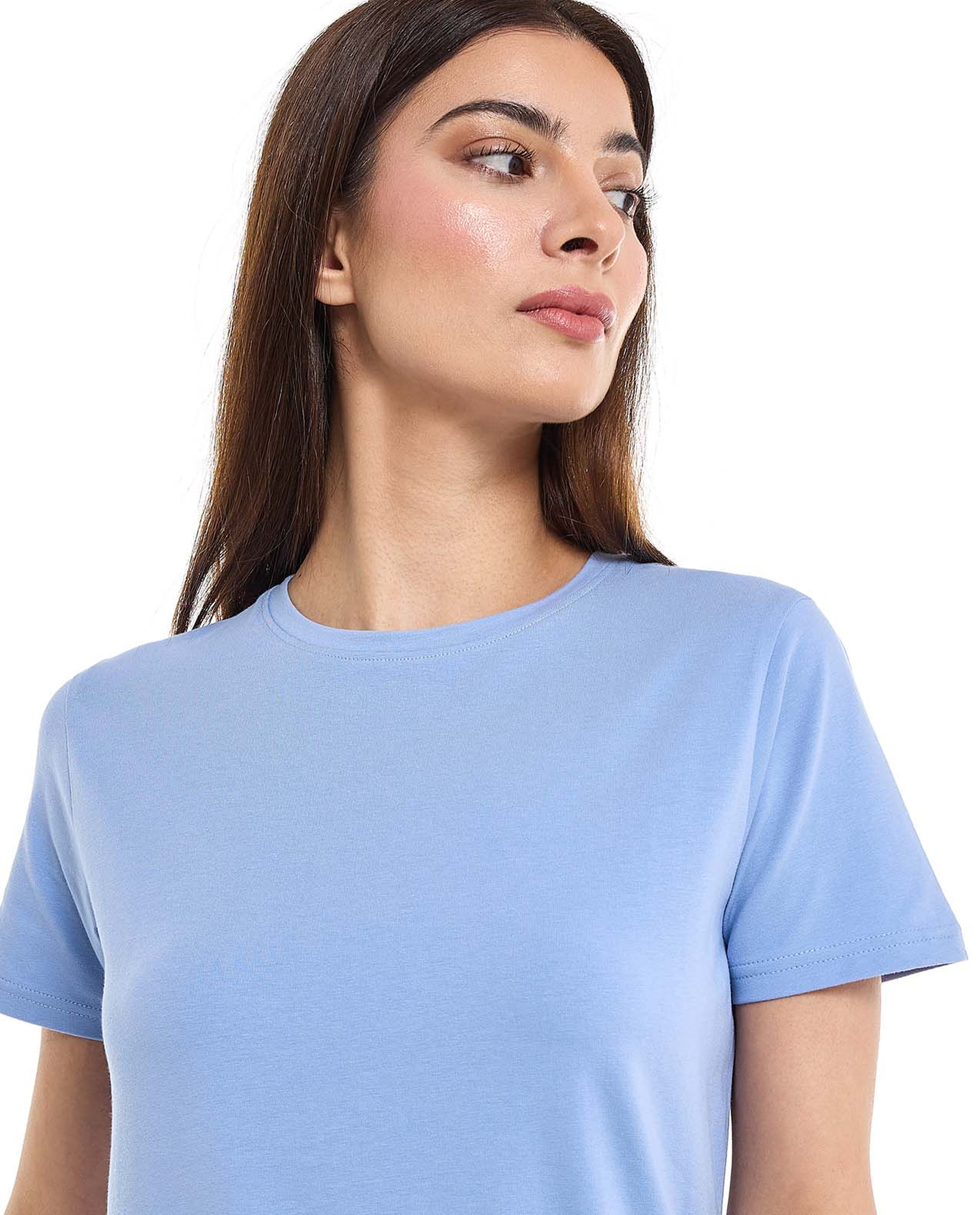 Solid T-Shirt with Crew Neck and Short Sleeves