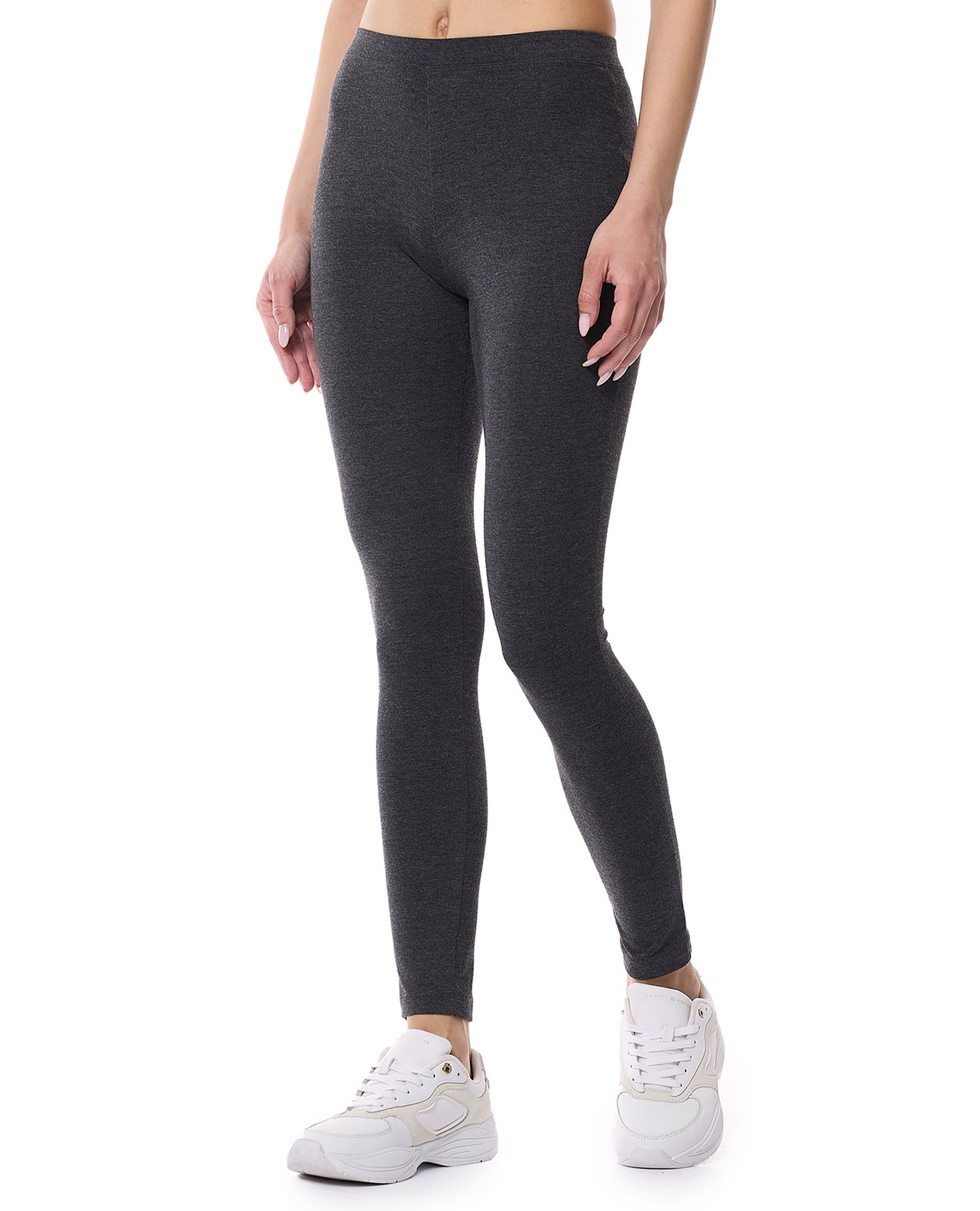 Solid Leggings with Elastic Waist